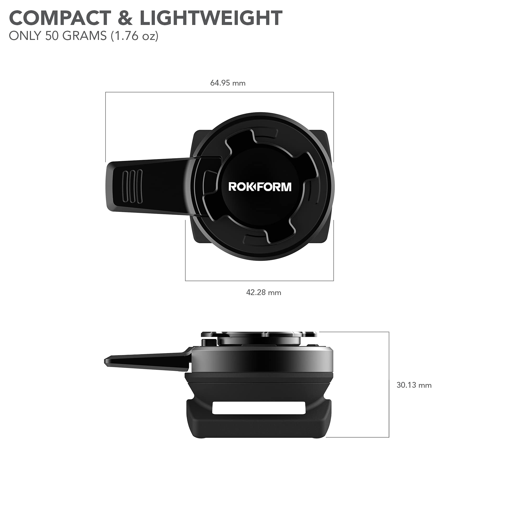 Rokform   Universal Bike Phone Mount, Fits Any Bicycle Handlebar or Bike Stem Measuring 7/8in to 2.25in, Works with All Twist Lock Cases or Universal Adapter, Sport Series (Black)