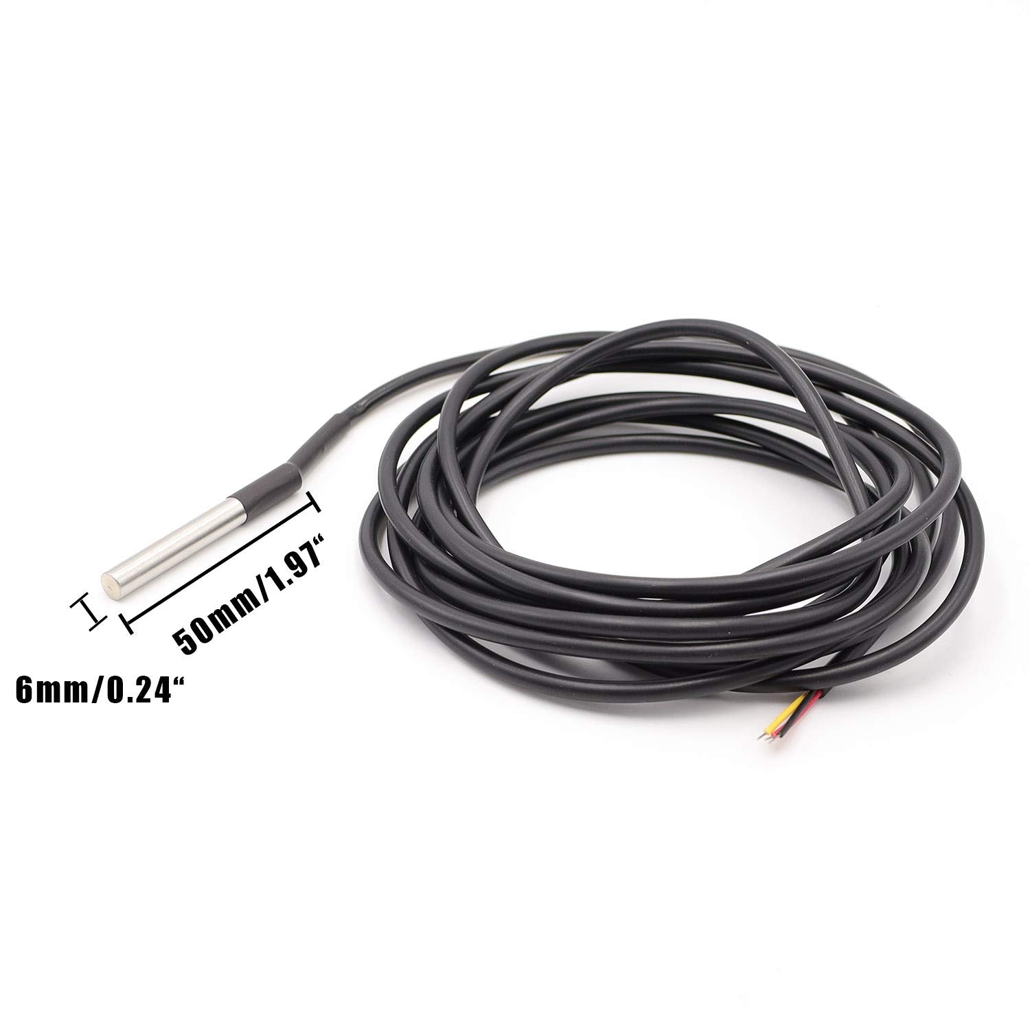 Twtade 3Pcs Ds18B20 3M Temperature Sensor Waterproof Stainless Steel Temperature Range ( 55?~ +125?) 6Mm Temperature Probe Senso