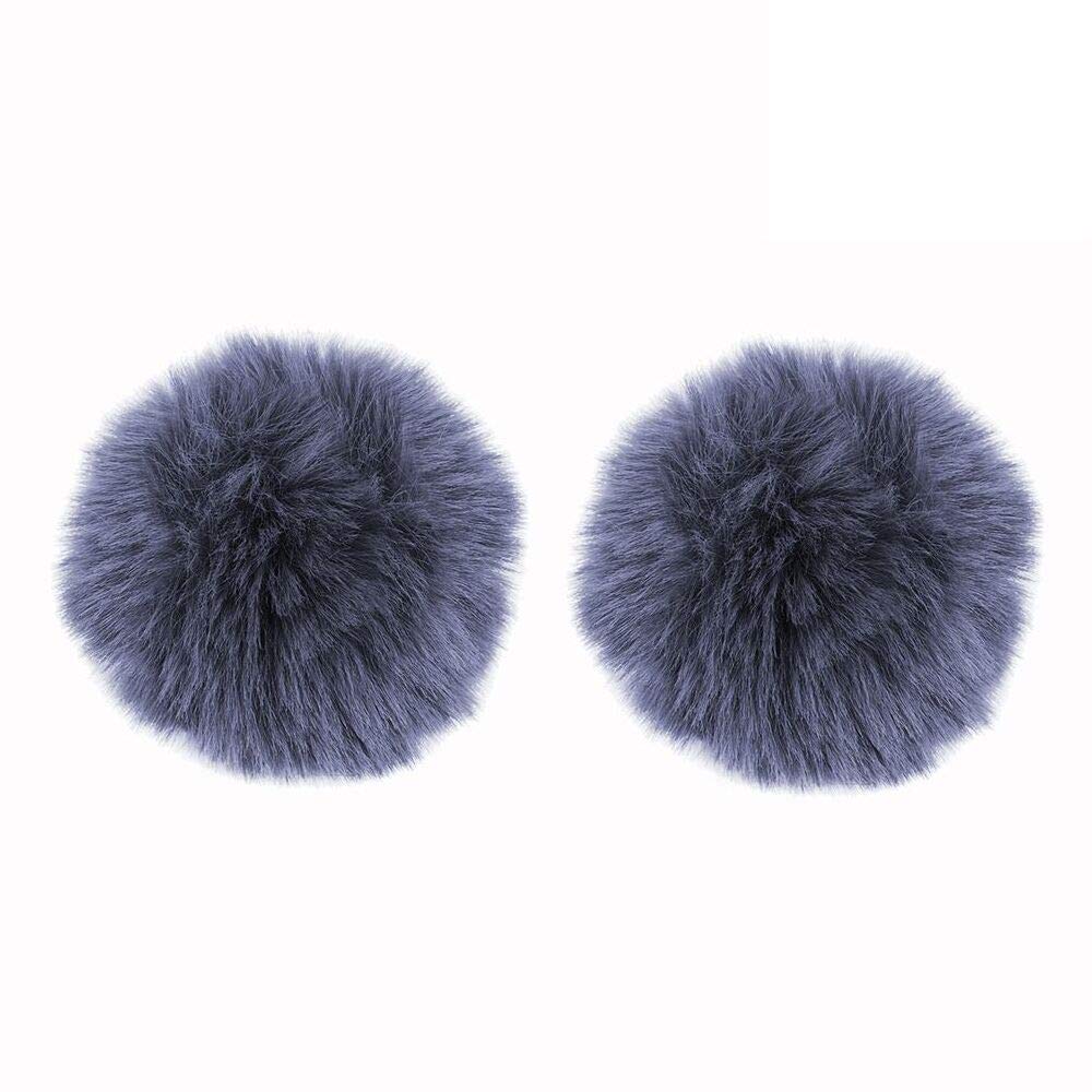 Lavalier Wind Muff 2 Pack Lapel Microphone Wind Muff 0.2/0.4 Inch Furry Lav Windscreen Windproof Wind Screen (0.4Inch, Gray)