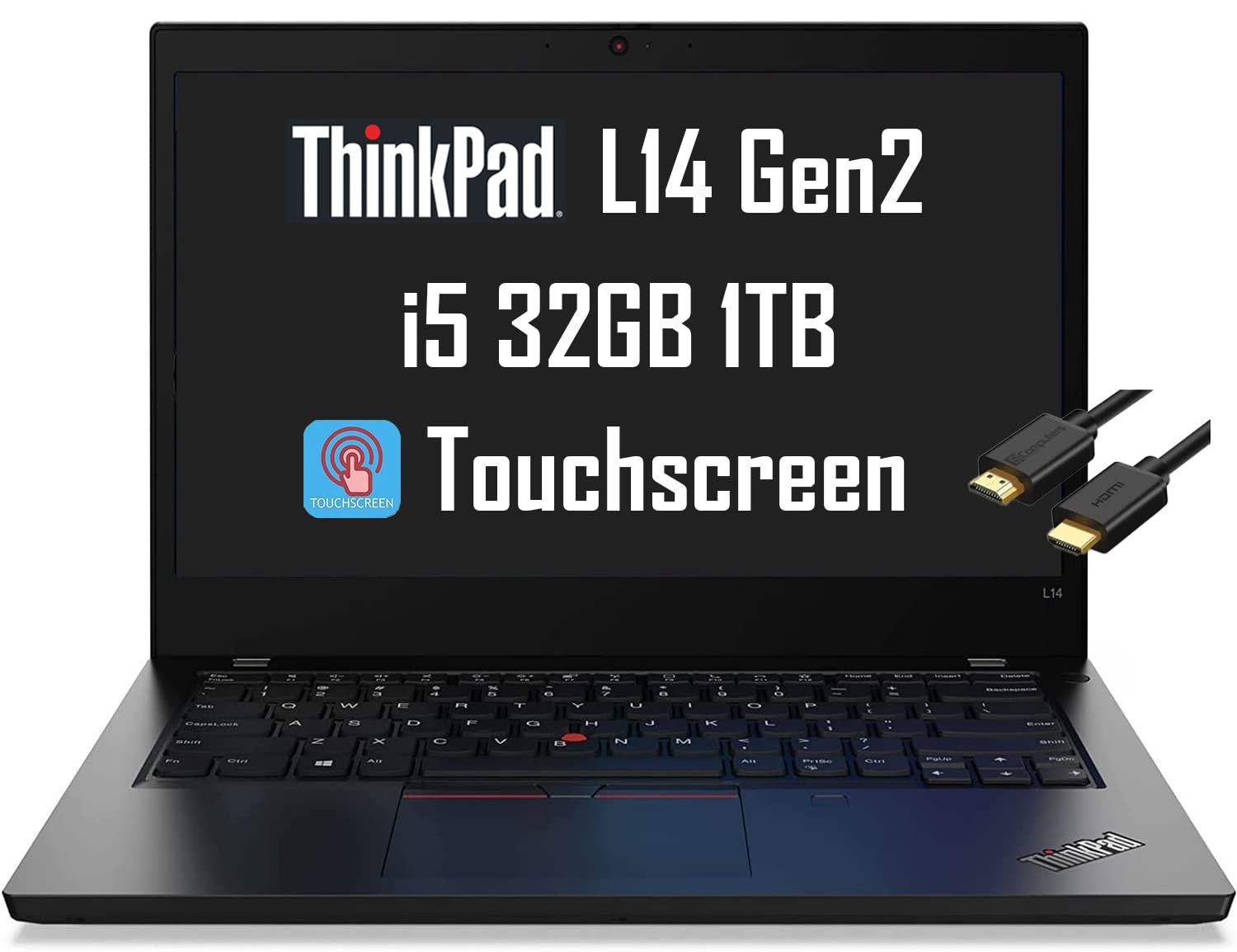 Lenovo Thinkpad L14 Gen 2 14'' Fhd Touchscreen (Intel I5 1135G7, 32Gb Ram, 1Tb Pcie Ssd (> I7 1065G7)) Business Laptop, Ips Anti