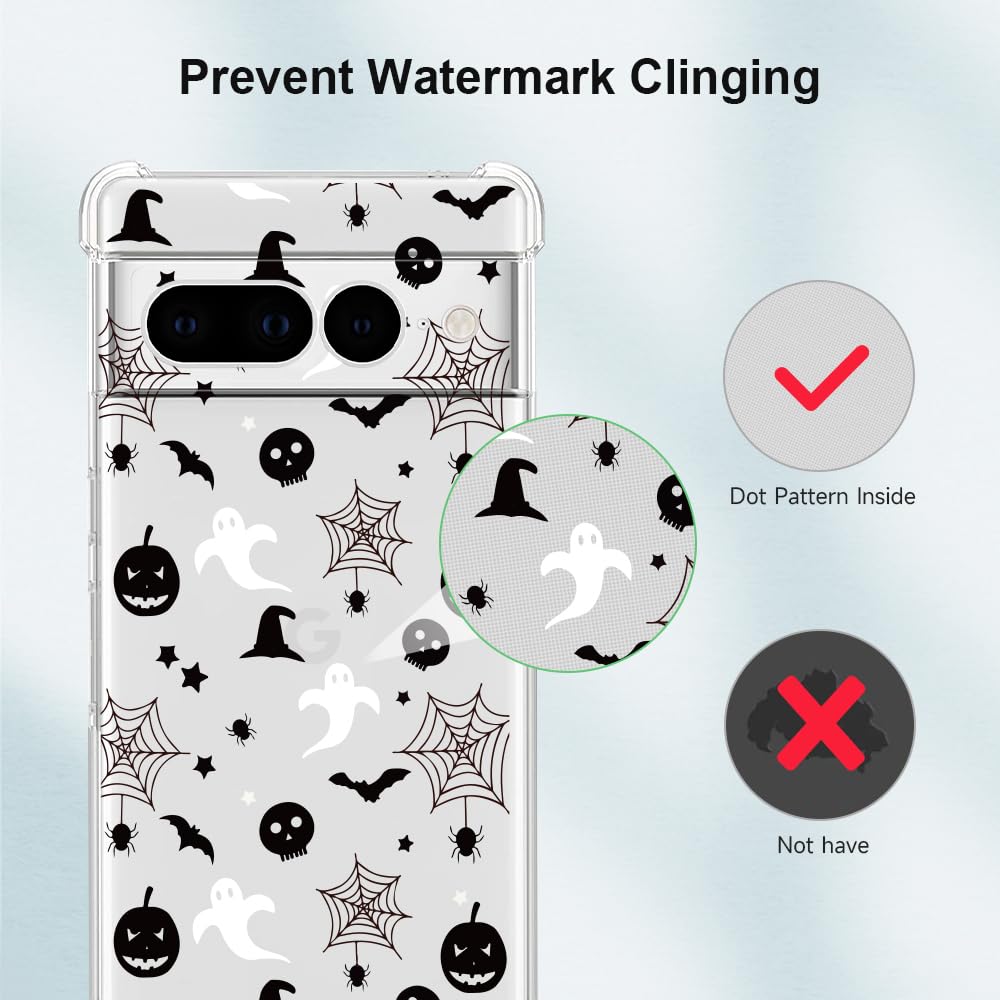 Beimeitu For Google Pixel 7 Pro Case Halloween Pumpkin Skull, Cute Design Women Girls Shockproof Soft Slim Mobile Back Cover Cle