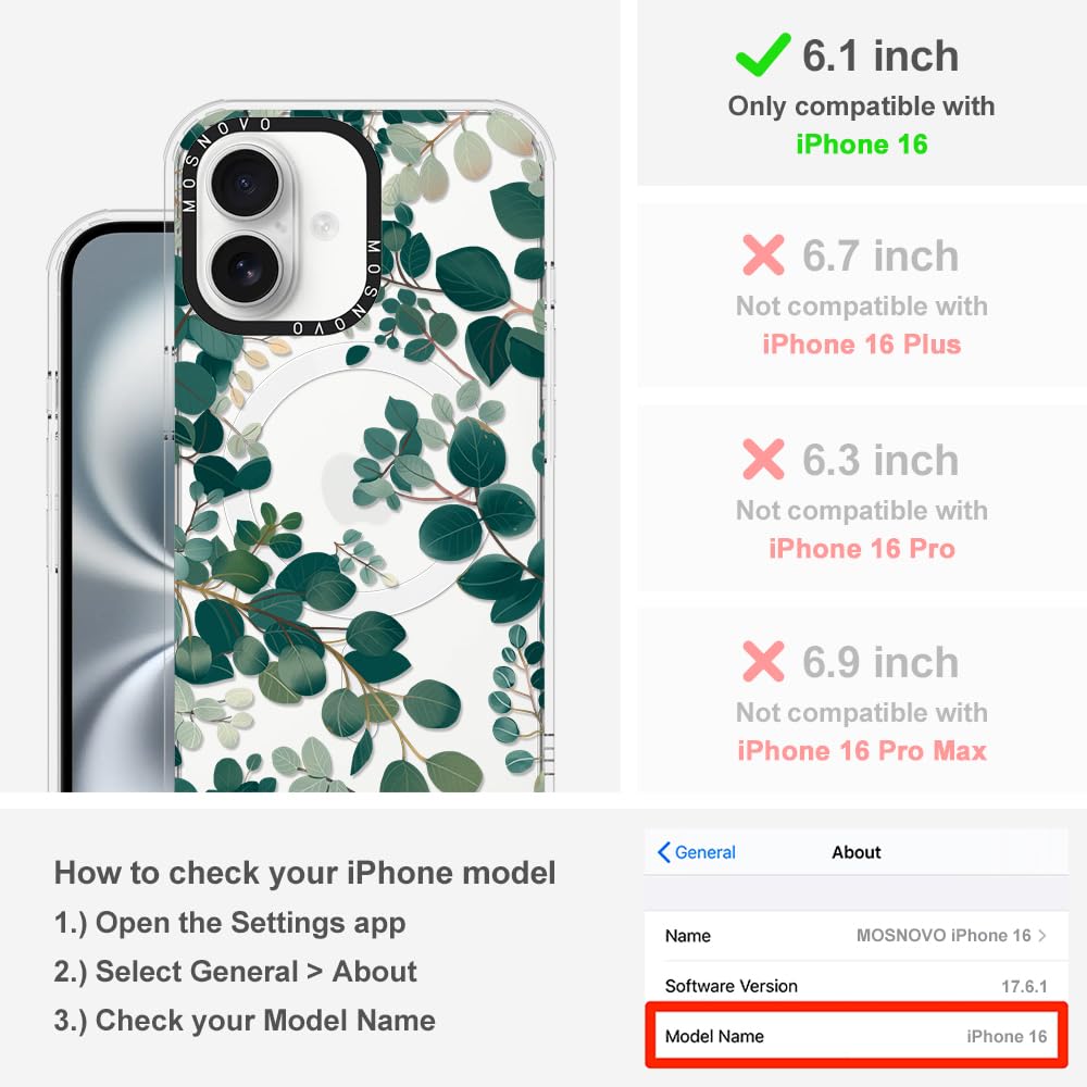 Mosnovo Case For Iphone 16, [Compatible With Magsafe] [Buffertech 6.6Ft Military Grade Drop Protection] [Anti Peel Off Tech] Cle