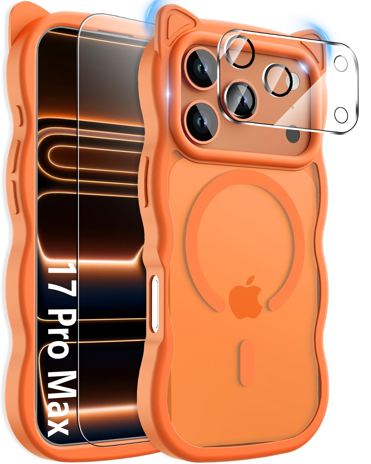 HIFDVD 3 in 1 Magnetic for iPhone 17 Pro Max Case for Women Girls,1X Screen Protector+1X Camera Lens Protector,Compatible with M