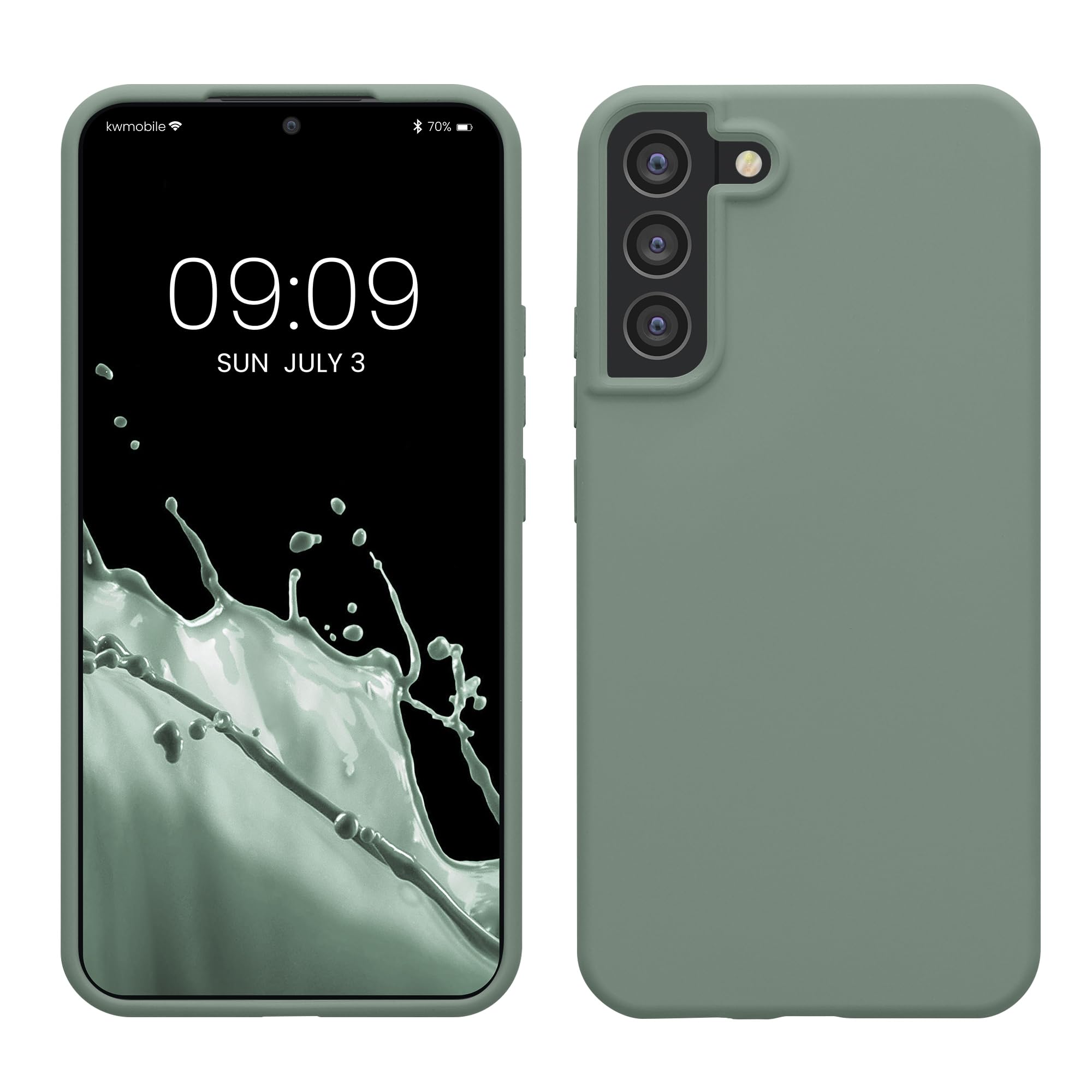 kwmobile Case Compatible with Samsung Galaxy S22 Plus Case - TPU Silicone Phone Cover with Soft Finish - Rainwashed Green