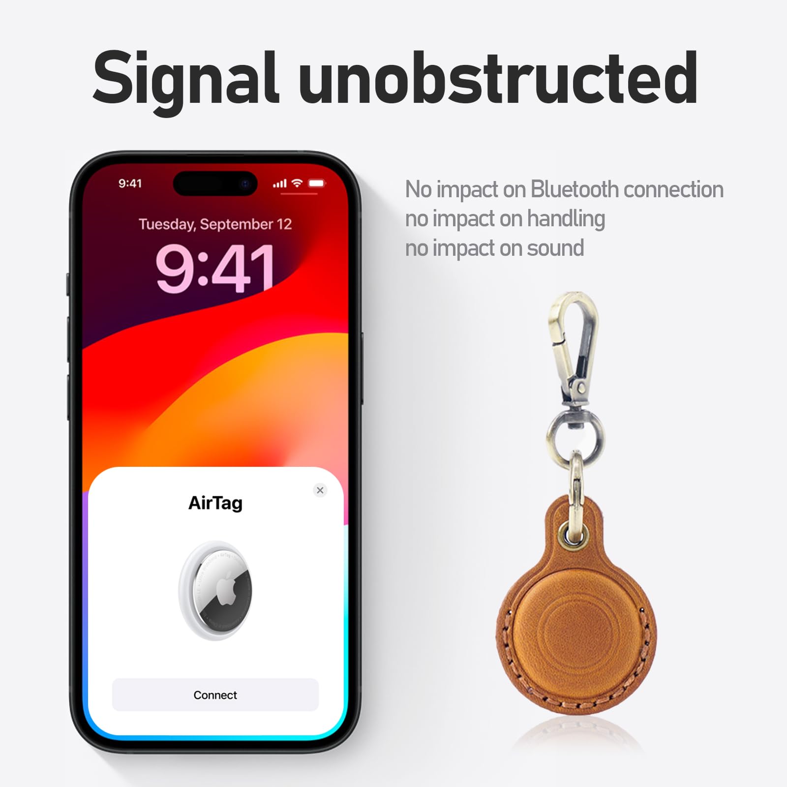 Genuine Leather Airtag Holder For Apple Airtag Keychain Holder Leather Case,Protective Cover Accessories(Brown)