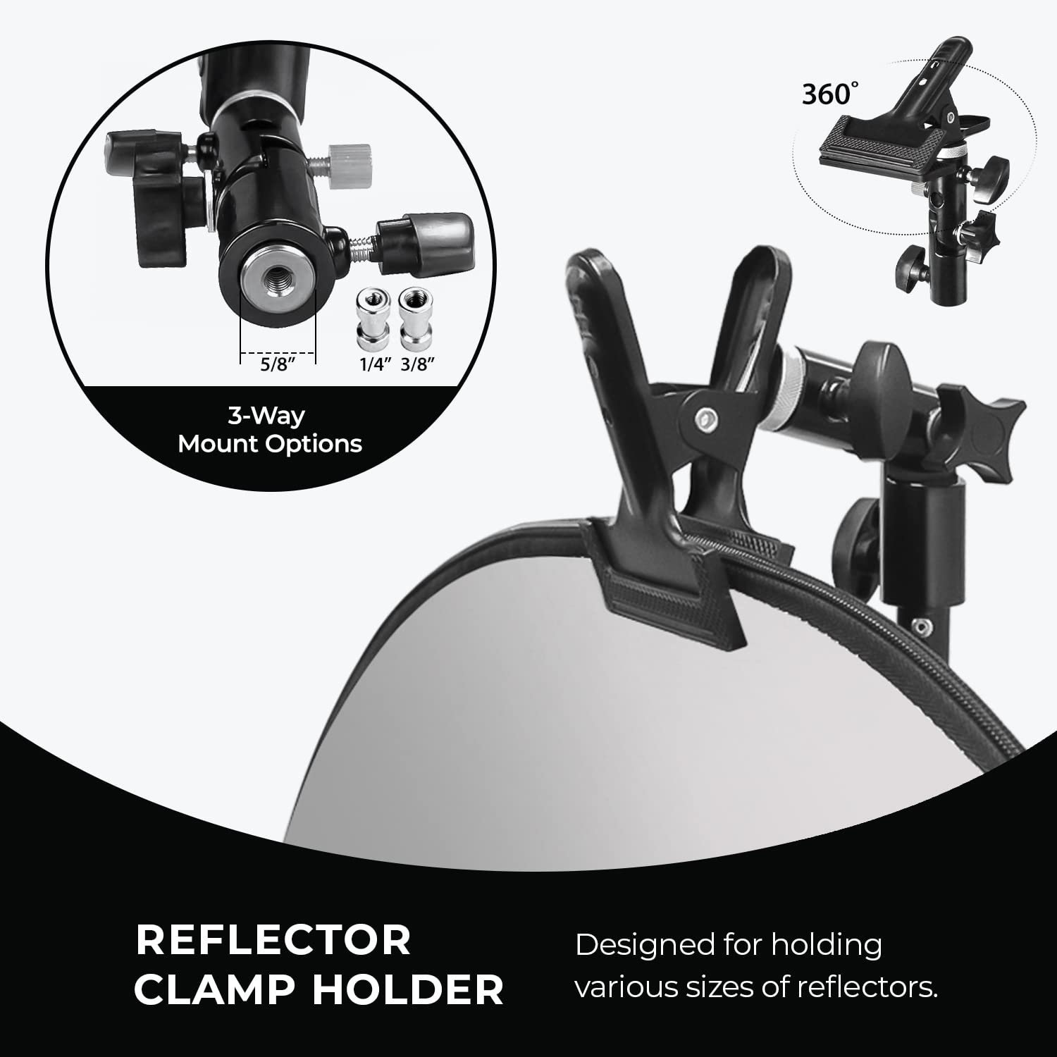 LimoStudio 43 inch 5-in-1 Pop Up Disc Photo Lighting Reflector Kit Gold Silver White Black Translucent with Stand