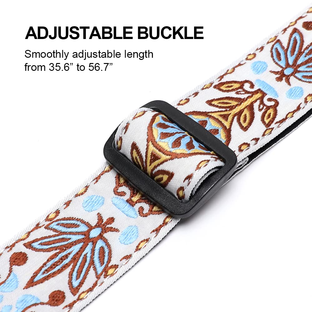 IHOBOR Ukulele Strap, Adjustable Double J Hook, Jacquard Dandelion, Fits Most Standard Uke Sizes, Easy to Use, 1.57" Size