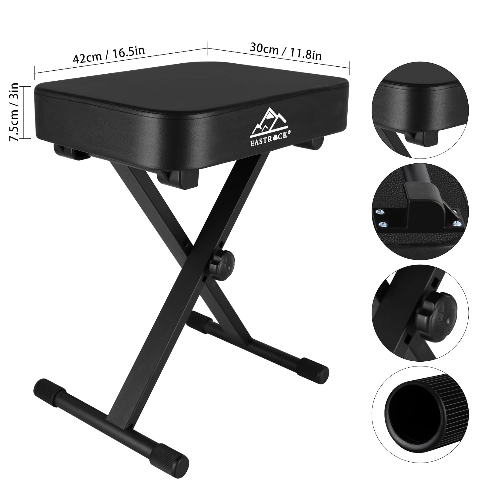 Eastrock Piano Bench,Adjustable Piano Keyboard Bench, X Style Stool Chair Seat For Electronic Keyboards & Digital Pianos,3 Inch
