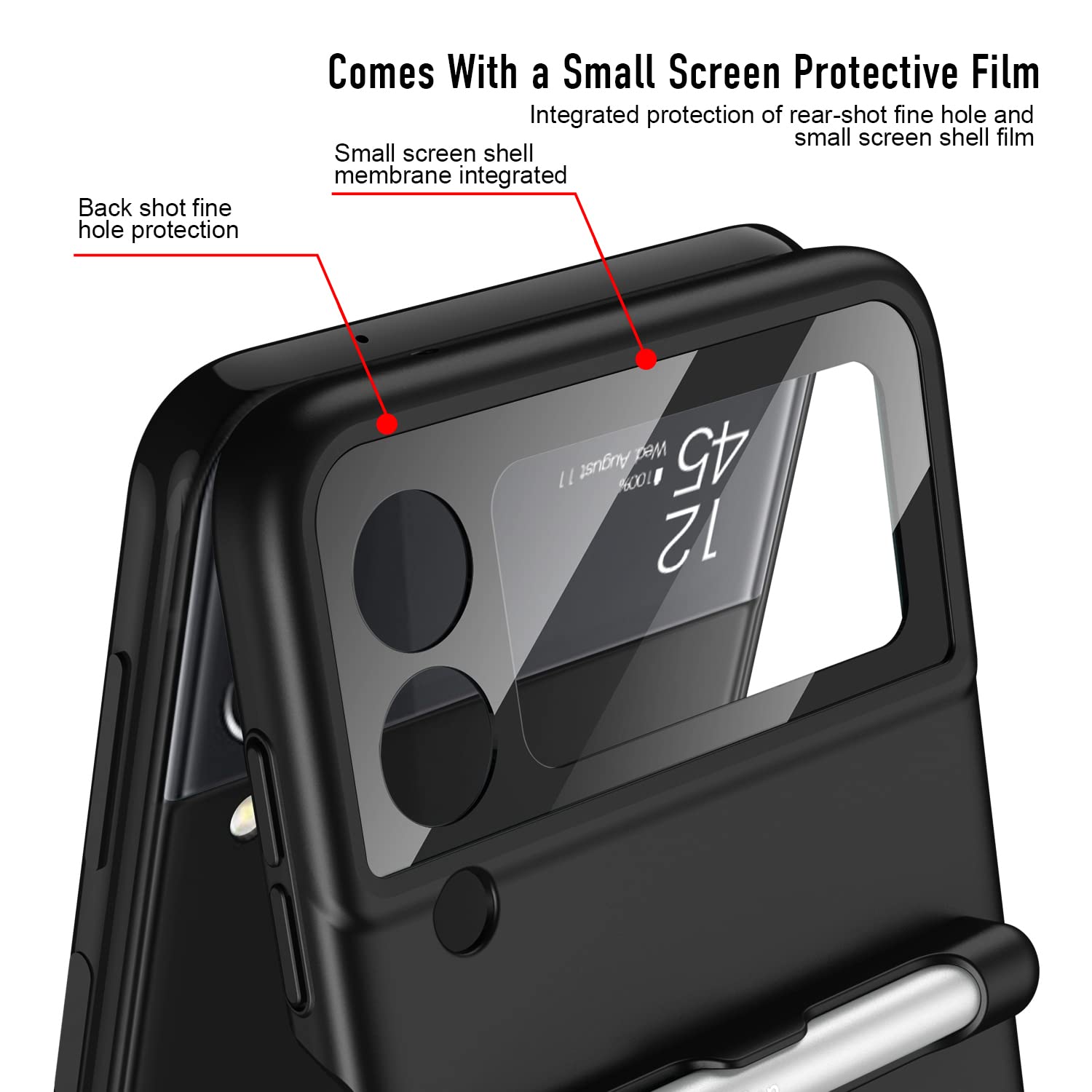 Liulanz For Samsung Galaxy Z Flip 3 Case With Pen And Ring,Ultra Thin Matte Leather Anti Drop Phone Cover With Camera Screen Pro