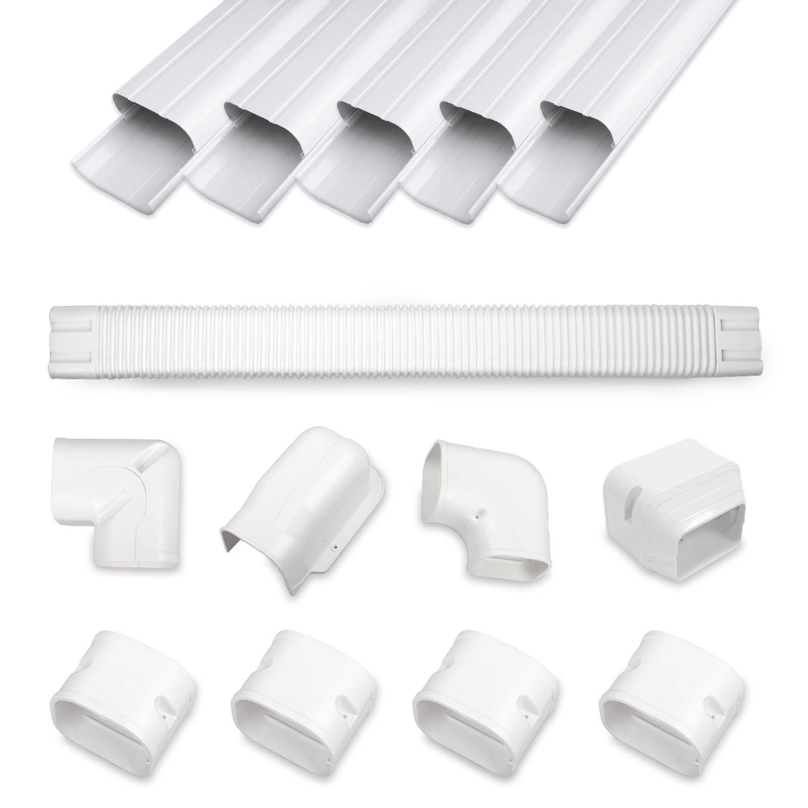 Mooitek 3'' 10Ft Pvc Line Set Cover Kit For Ductless Mini Split Air Conditioners, Decorative Pvc Slim Line Cover For Central Ac