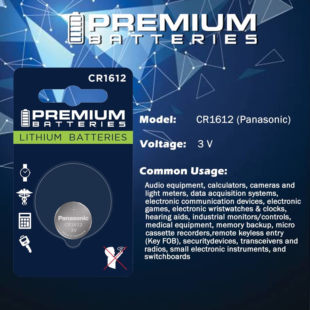 Premium Cr1612 Battery Lithium 3V Coin Cell   Japanese Engineered High Capacity Batteries (1 Pack)