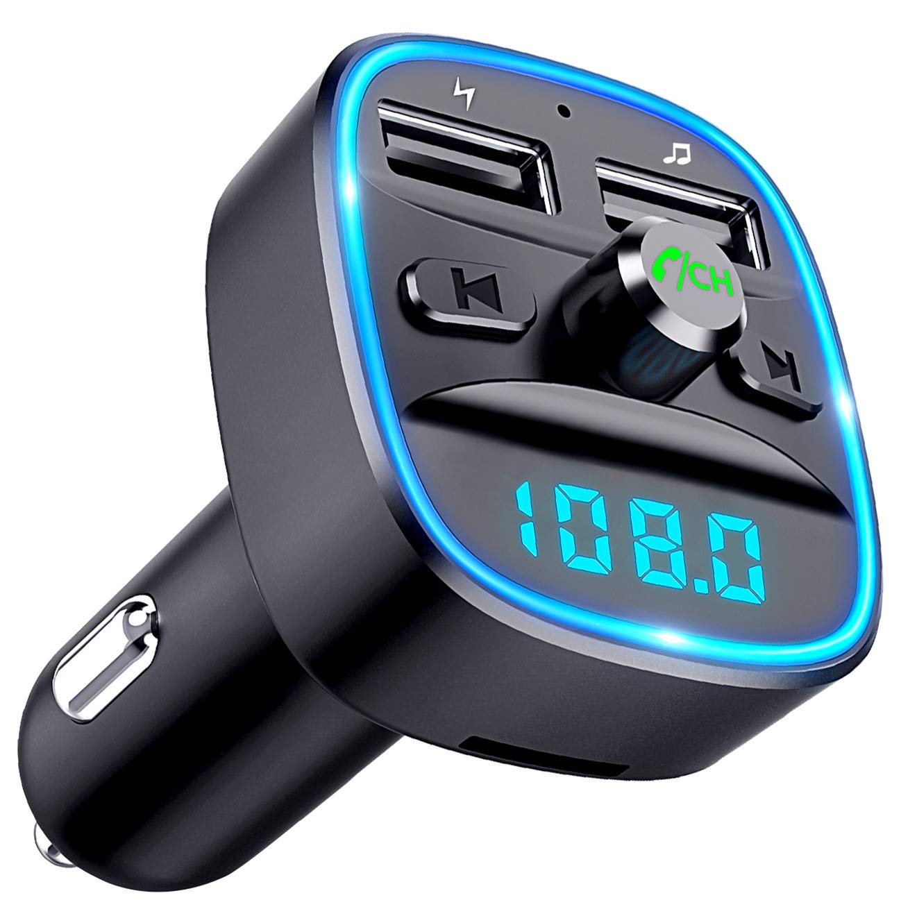 [Upgraded] Comsoon Bluetooth Fm Transmitter For Car, Bluetooth Car Adapter Mp3 Player Fm Transmitter, Hands Free Calling, Dual U