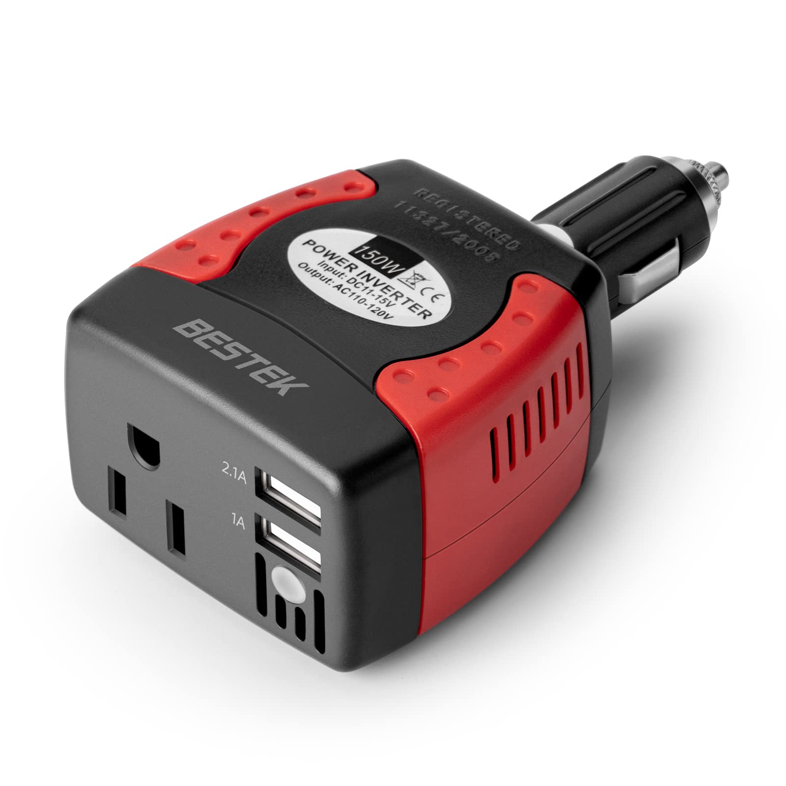 Bestek 150W Power Inverter 12V To 110V Voltage Converter Car Charger Power Adapter With 3.1A Dual Usb Charging Ports
