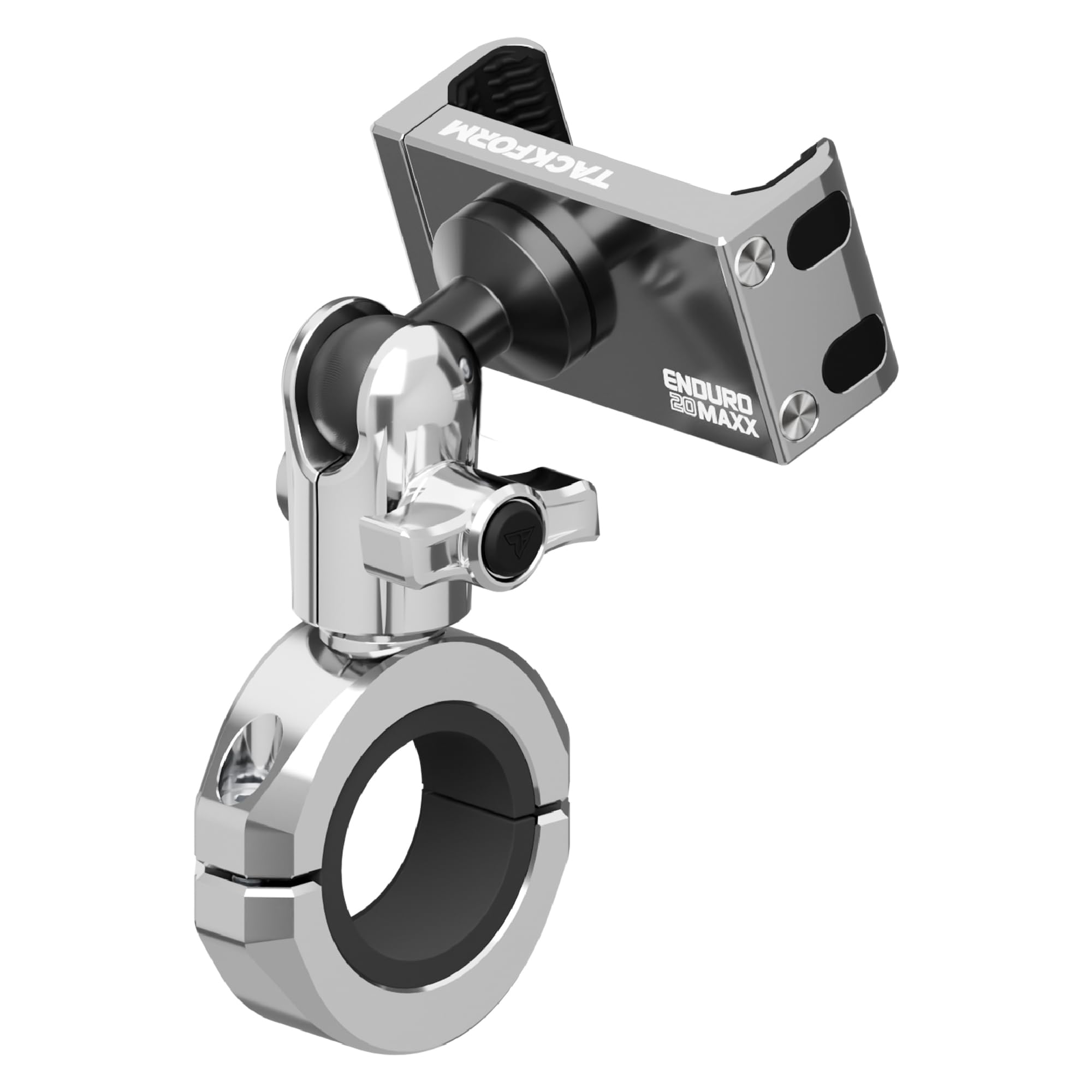 Tackform Chrome Motorcycle All Metal Phone Mount - 20Maxx Spring Cradle | Universal Clamp Fits 1-1/4'' To 1-1/2'' Handlebars | A