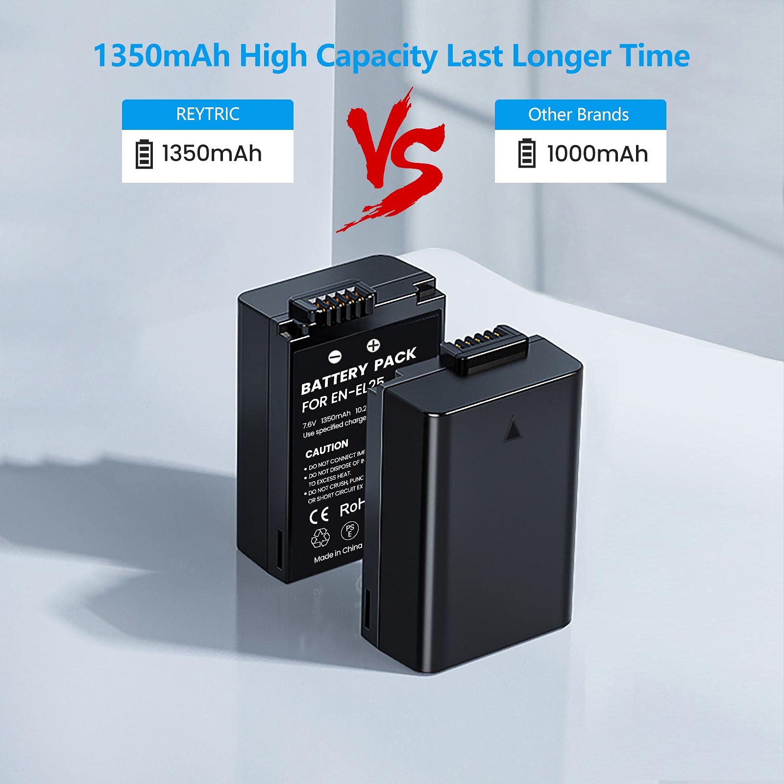 Reytric 2 Pack En El25 Batteries And Dual Usb Charger For Nikon Z50, Z 50, Z Fc Digital Cameras Compatible With Nikon En El25 En