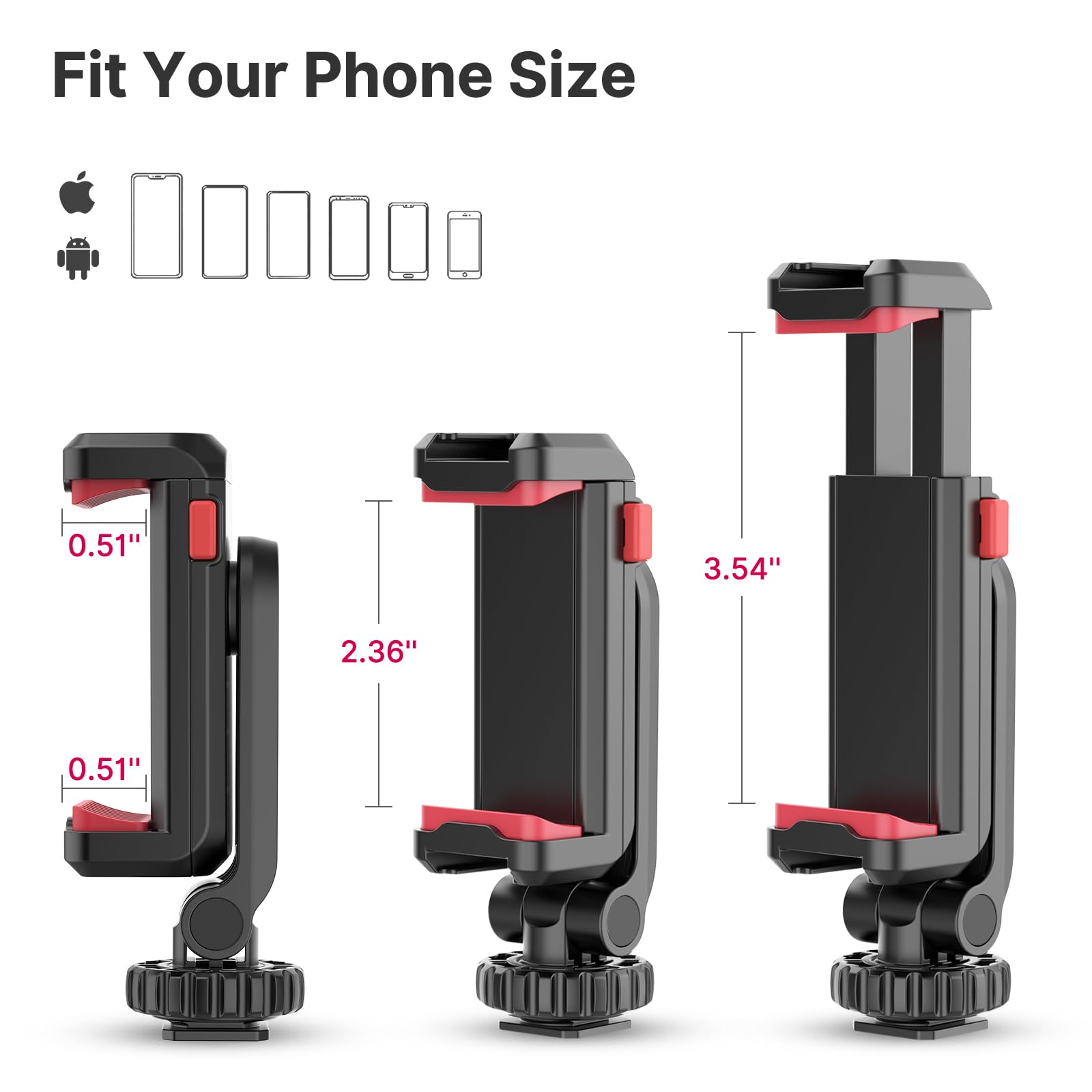 Ulanzi Phone Tripod Mount St-06S, Universal Smartphone Mount Adapter With 2 Cold Shoe, 360 Rotates Adjustable Cell Phone Clip Cl