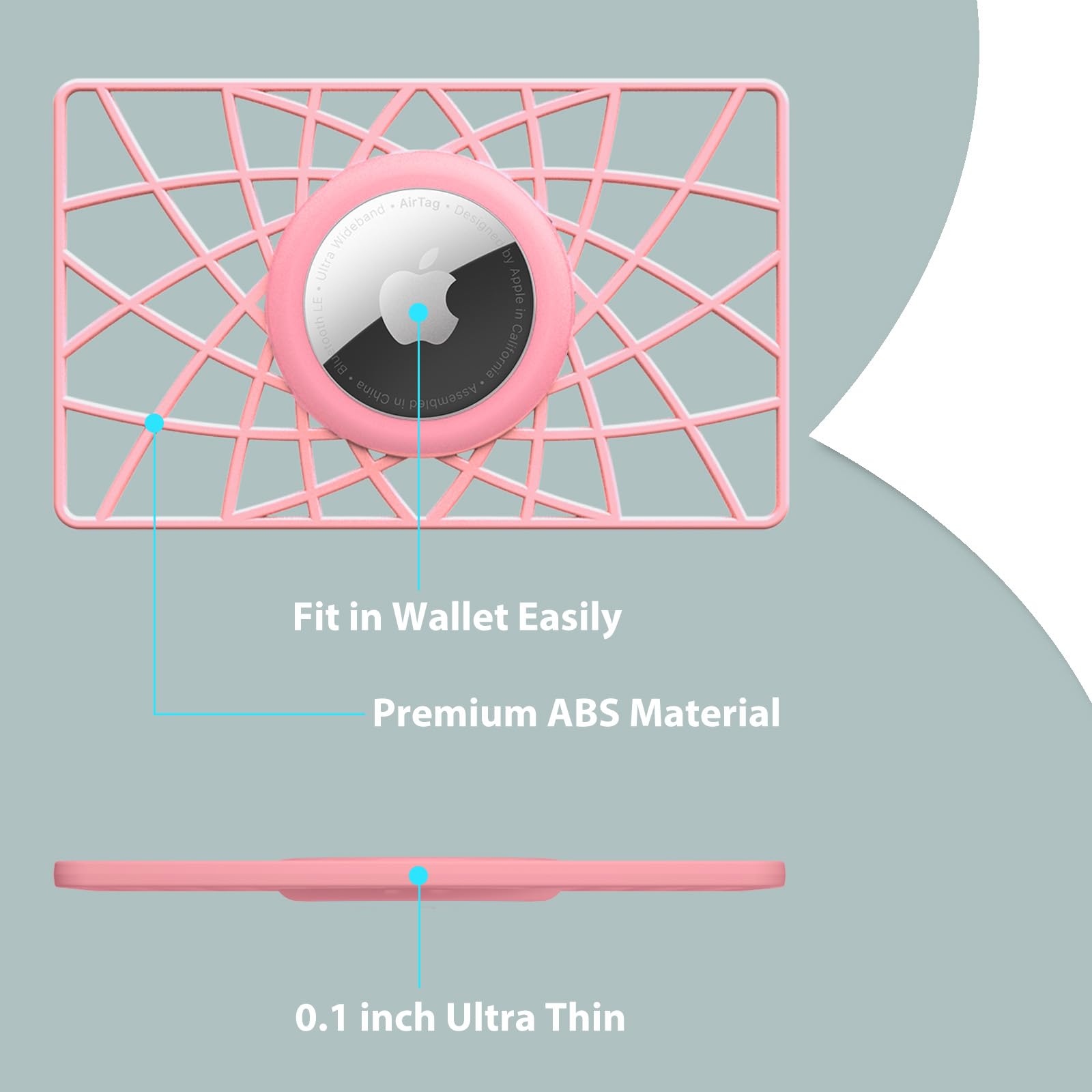 Walnew Airtag Wallet Holder 2 Pack, Ultra Slim Thin Credit Card Size Case For Air Tags, 0.1 Inch Thickness Airtag Holder For Pur