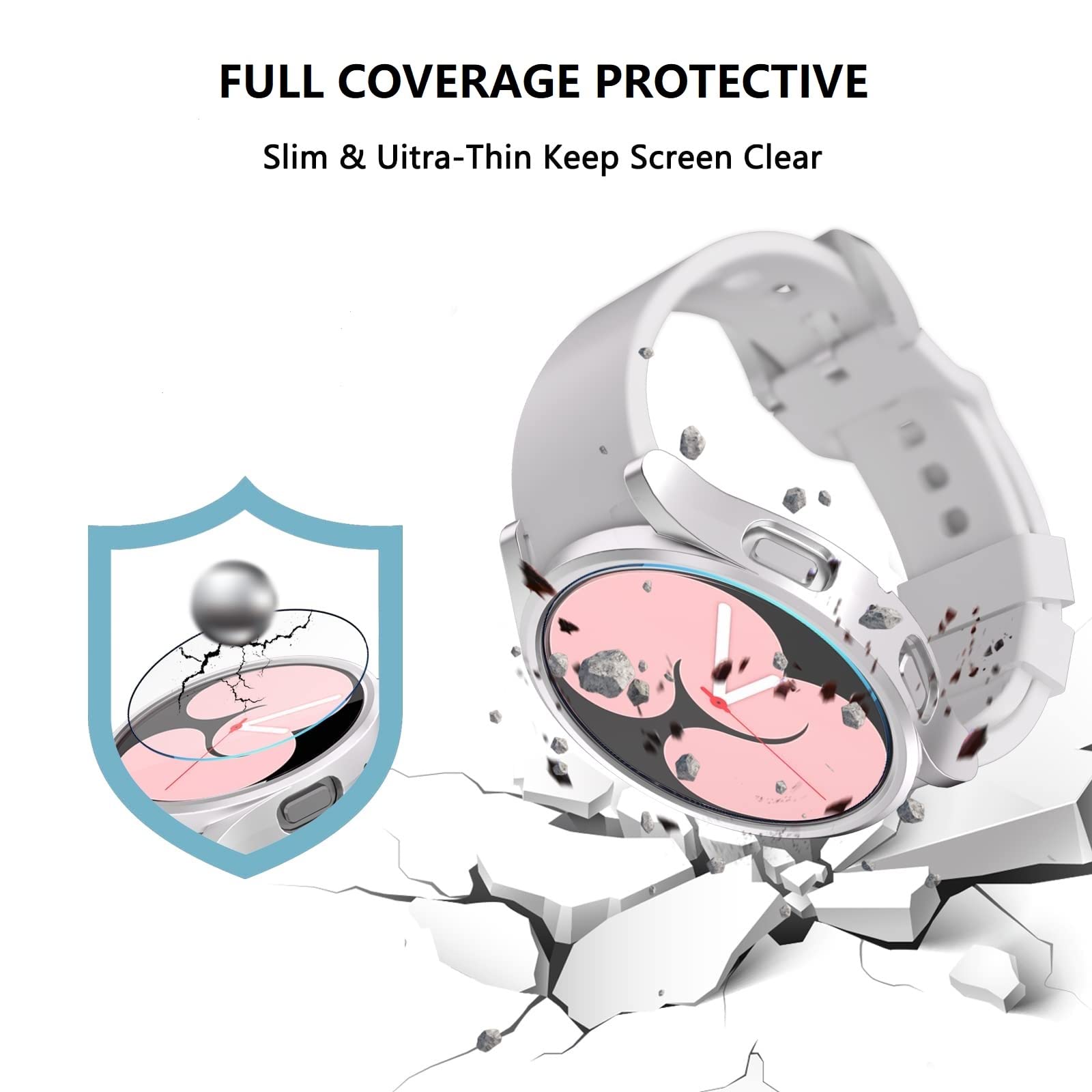 2+2 Pack Case Compatible With Samsung Galaxy Watch 5 Galaxy Watch 4 40Mm Screen Protector, Hasdon Ultra Thin Shockproof Hard Pc