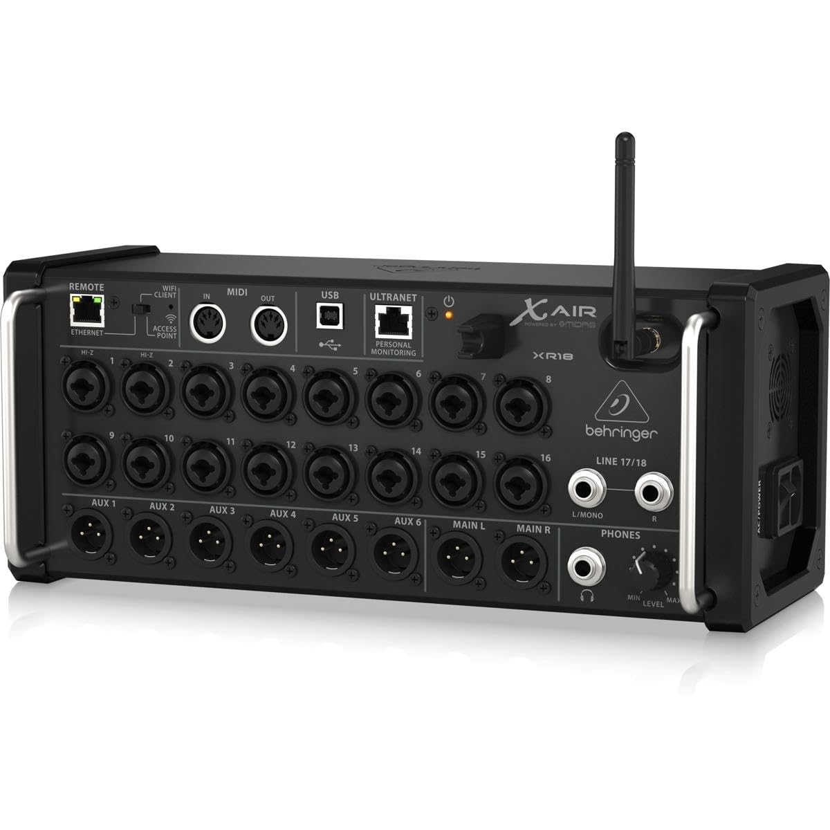 Behringer Xair Xr18 18 Channel 12 Bus Portable Digital Mixer For Ipad Or Android Tablet, With Integrated Wi Fi, 16 Midas Designe