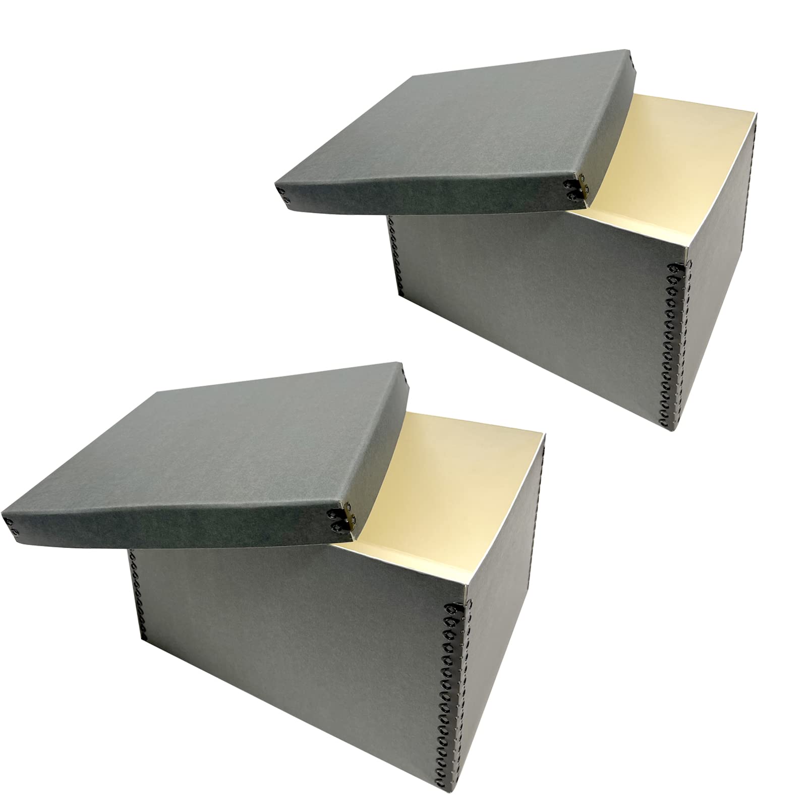 Lineco Record Storage Box 12X15X10 Inch. Extra Durable Filing Archival Cartons For Long Term Storing Of Important Documents, Papers, Photos Or Prints. Acid Free Gray Boxboard, 2 Pack
