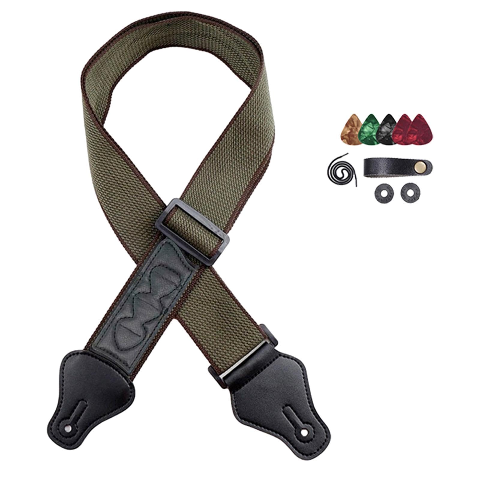 MYADDICTION Guitar Strap with Pick Holders Guitar Shoulder Straps Belts for Bass Guitars Green