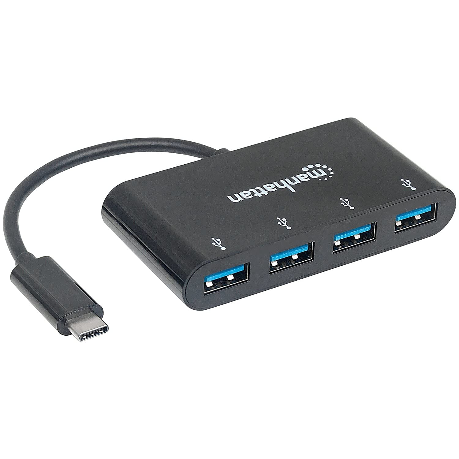 Manhattan 4-Port Usb 3.0 Hub - With 5 Gbps Data Transfer, 1A Mobile Device Charging, 8 Inch Cable - Compatible With Pc, Macbook,
