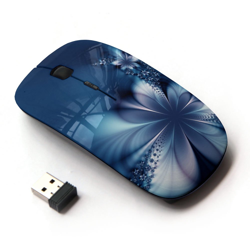 Koolmouse [ Optical 2.4G Wireless Mouse [ Floral Petal Ice Flowers Blurry Blue ]