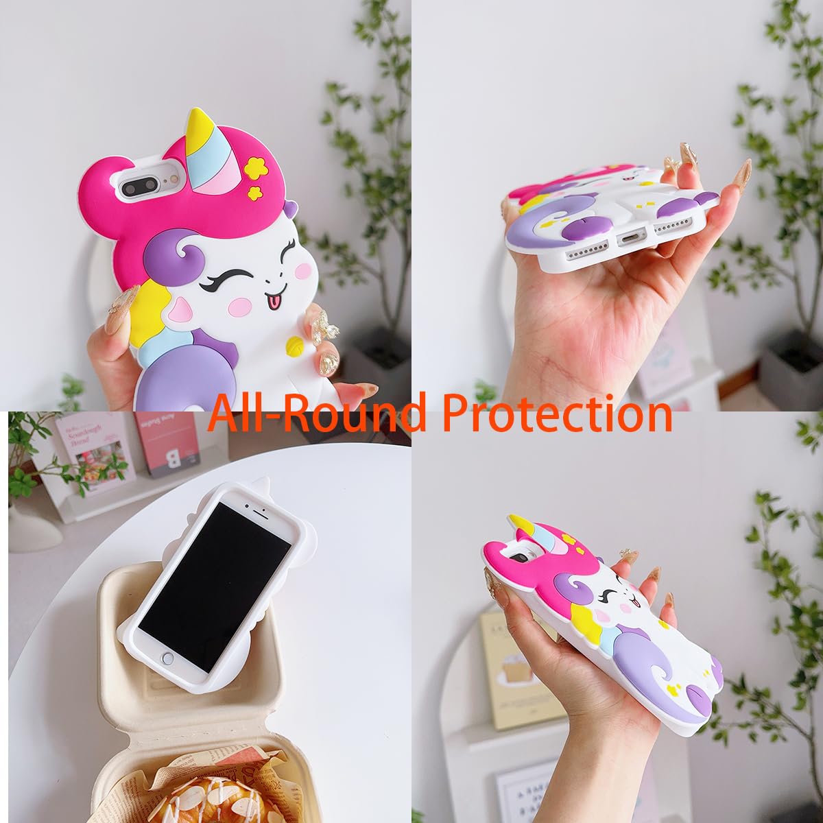 Wifantien 3D Cute Unicorn Soft Case For Iphone 7Plus/8Plus/6S Plus/6 Plus 5.5'' - Kawaii Fashion Character Unicorn Horse Kids Gi