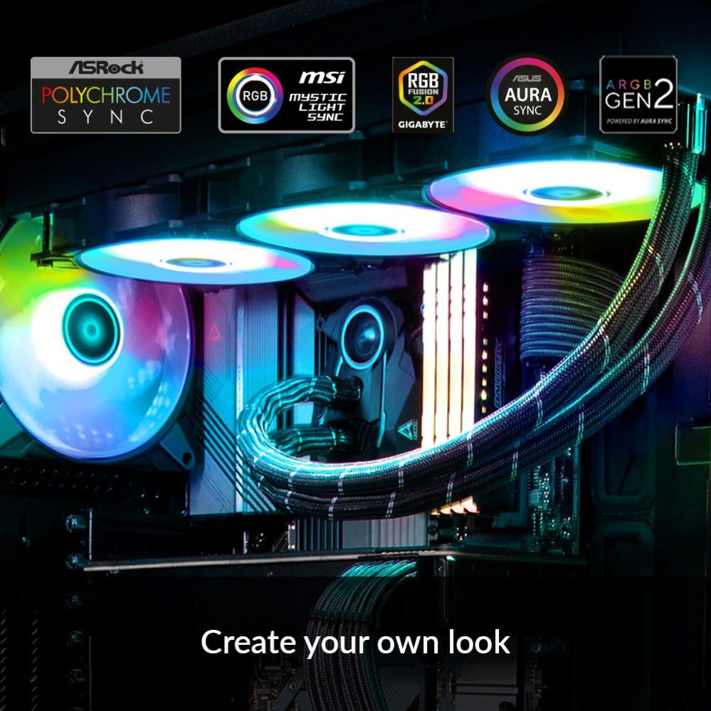 Arctic Liquid Freezer Ii 420 A-Rgb - Multi-Compatible Cpu Aio Water Cooler With A-Rgb, Efficient Pwm-Controlled Pump, Cpu Cooler