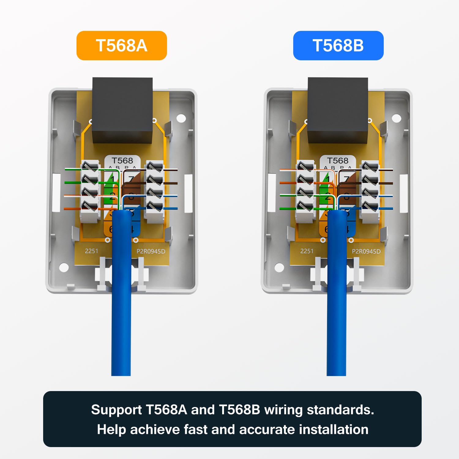 Iwillink Cat6 Ethernet Surface Mount Box, 1 Port Rj45 Keystone Jack Surface Mount Box, 5 Pack, White