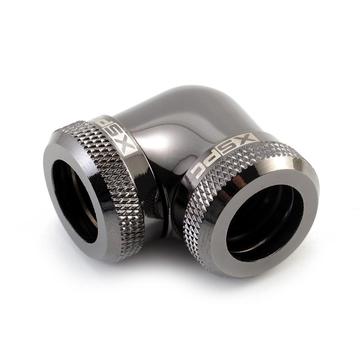 XSPC 10mm ID, 14mm OD Rigid Tubing 90 Degree Elbow Fitting, Black Chrome