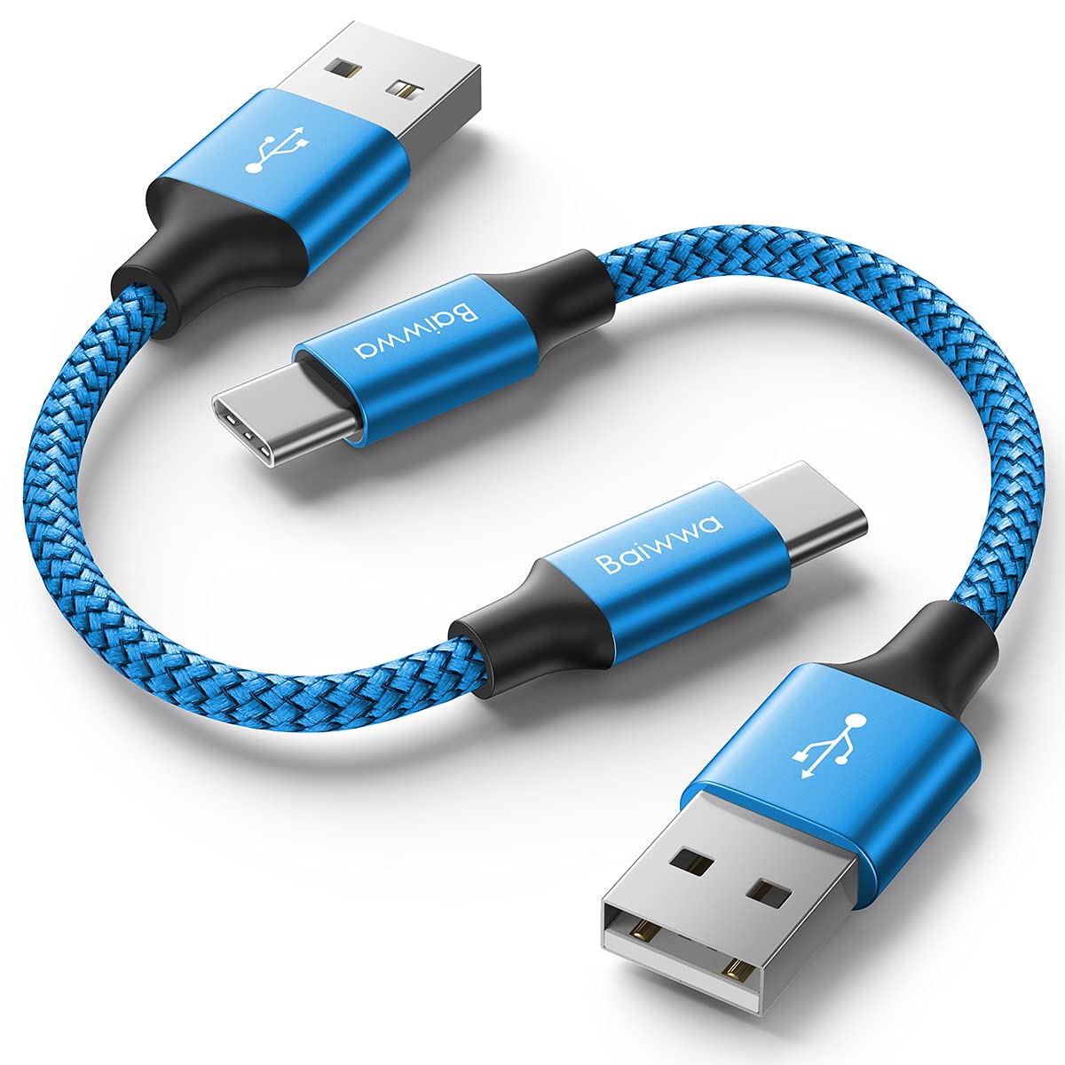 Short Usb C Cable [2 Pack, 1Ft], Baiwwa 3A Fast Charging Usb A To Type C Cord Braided Charger Compatible With Samsung Galaxy S22