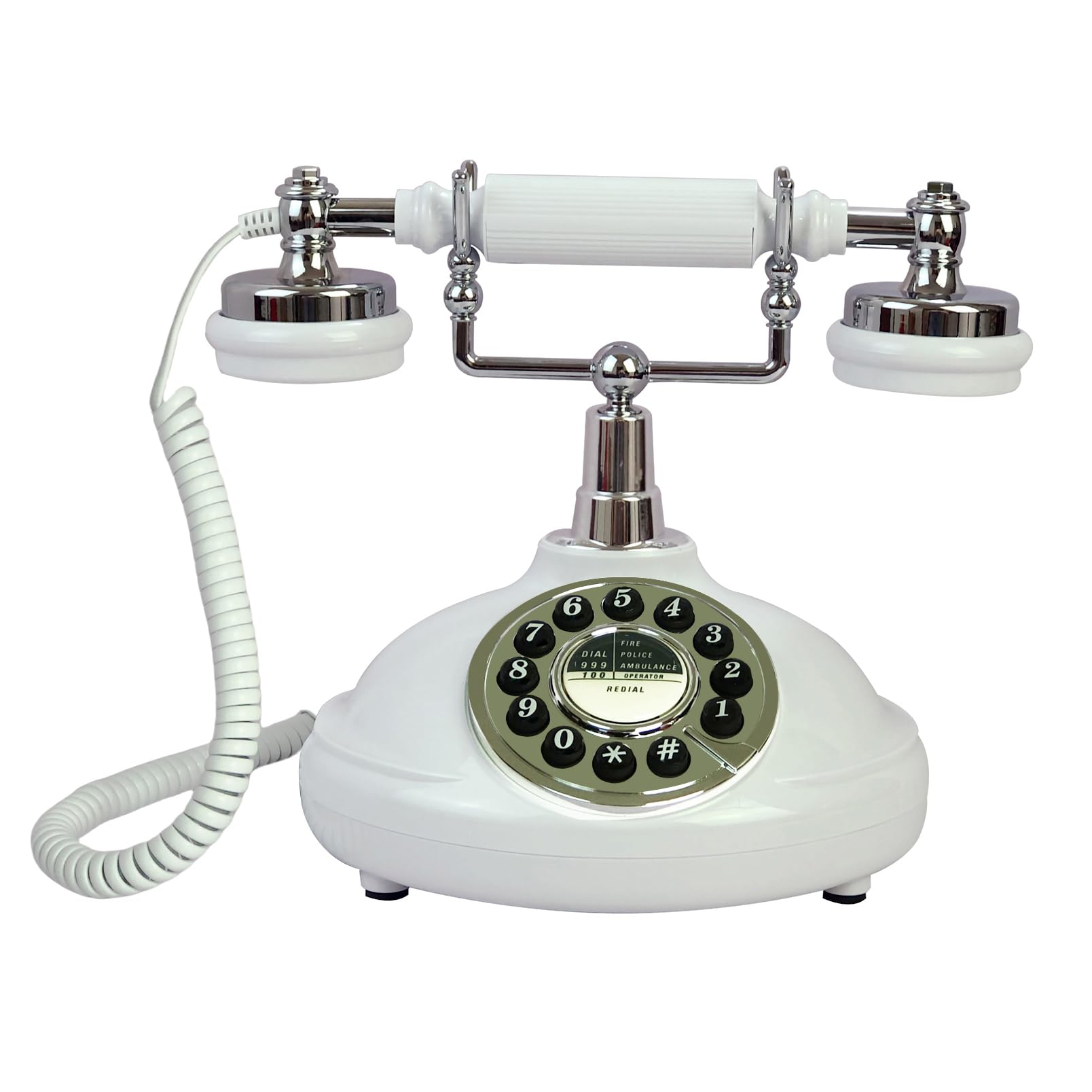 Retro Landline Phone, Corded White Classic Vintage Phone, Old Fashion Telephone Set For Home/Office/Hotel, Wired Antique Telepho