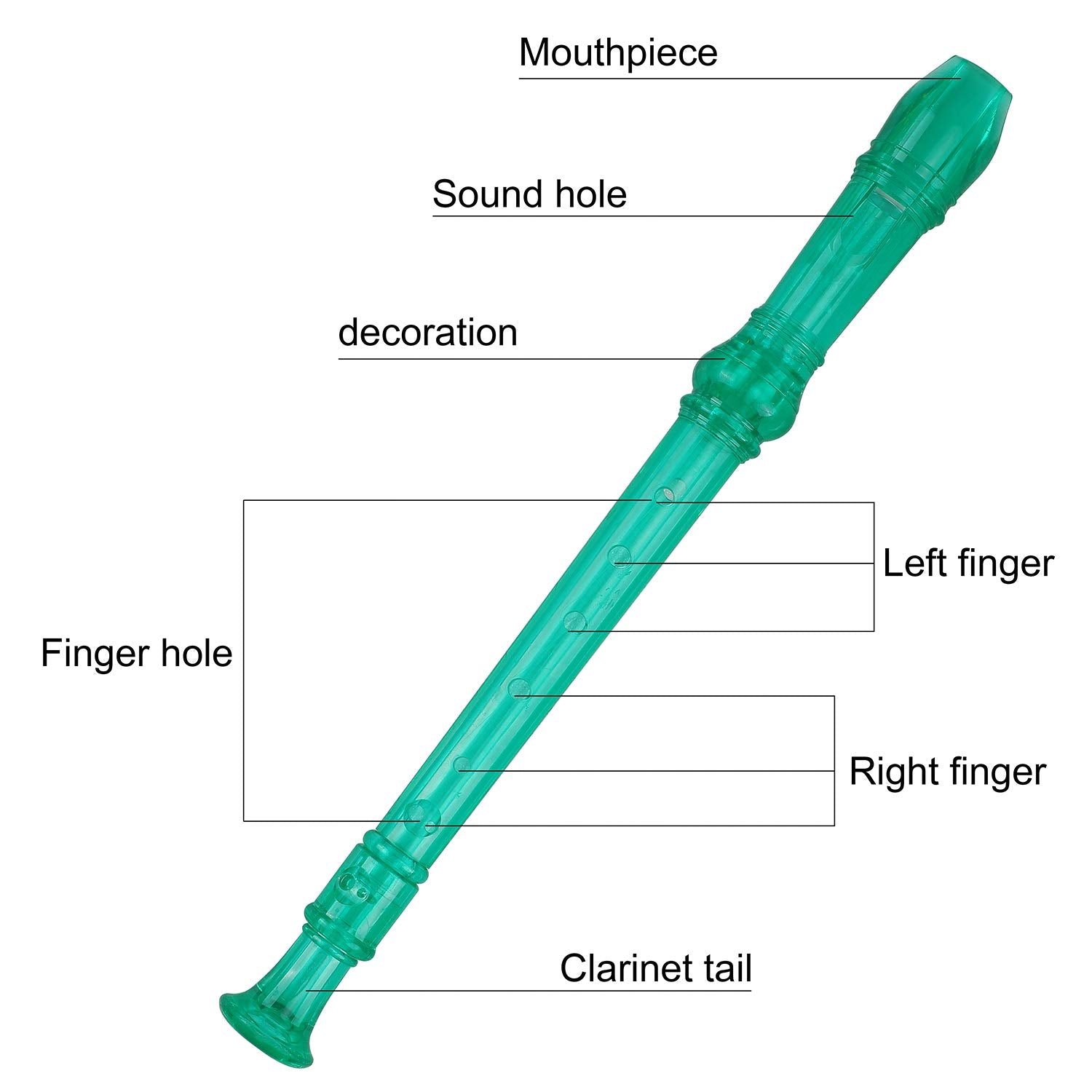 Descant Flauta Recorder Crystal Soprano Recorder 8 Hole Clarinet German Style Treble Flute C Key For Students With Fingering Cha