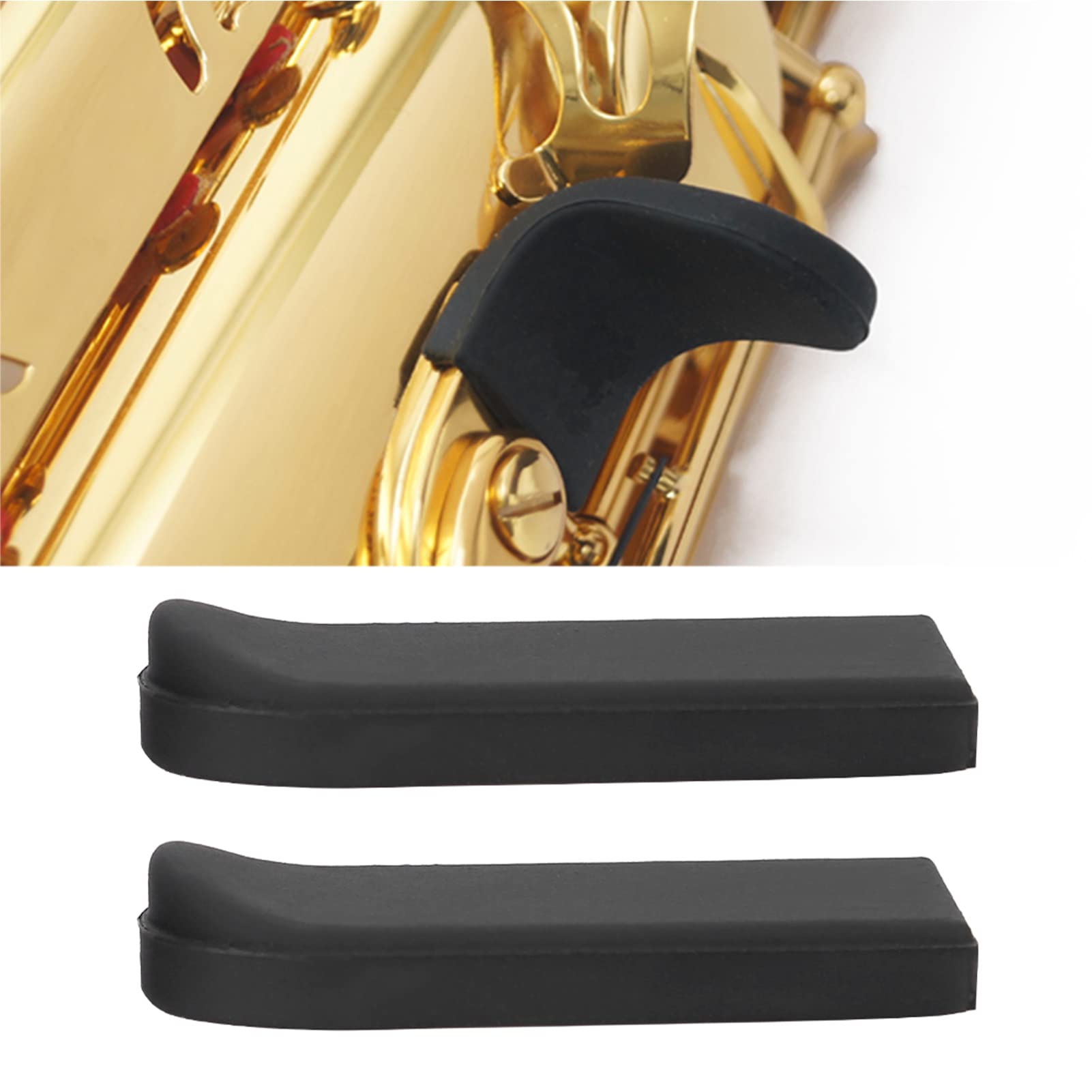 Haosie 2Pcs Saxophone Thumb Rest, Comfortable Saxophone Thumb Finger Rest Pad, Rubber Sax Gel Cushion Pad, For Tenor Saxophone,