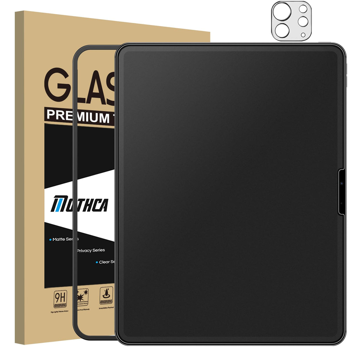 Mothca Matte Glass Screen Protector For Ipad Pro 11 Inch M4 2024 (5Th Gen) + Camera Lens Protector With Installation Frame, Anti