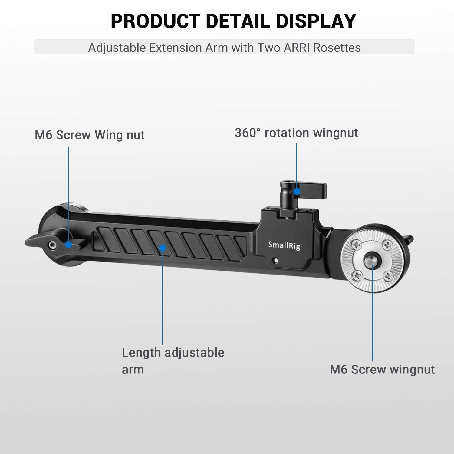 Smallrig Rosette Extension Arm Dogbone With Length Adjustable, M6 Rosette 31.8Mm - 1870