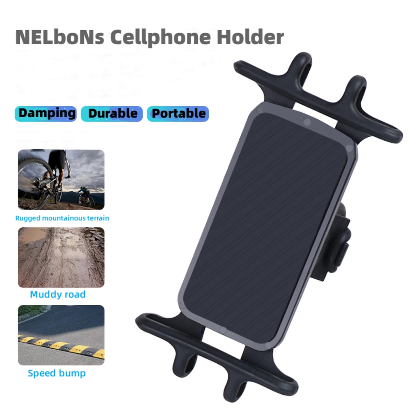 Nelbons Bike Phone Holder Compatible With Most Phones,Detachable Universal Cell Phone Holder For Bicycle Handlebar,Paired Compat