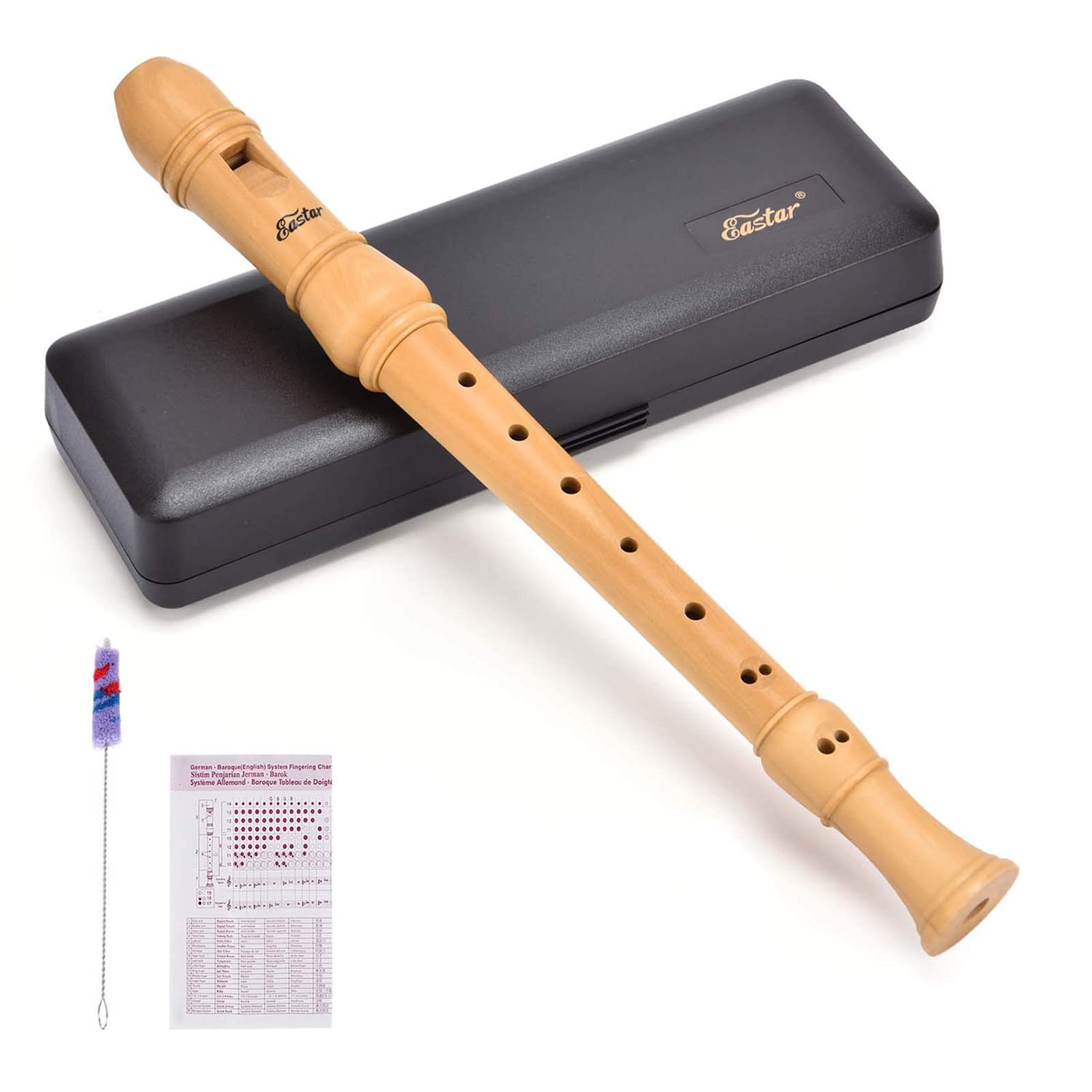 Eastar Soprano Recorder Instrument For Kids Adults Beginners, Baroque Fingering C Key Maple Wooden Recorder, 3 Piece Recorder Wi