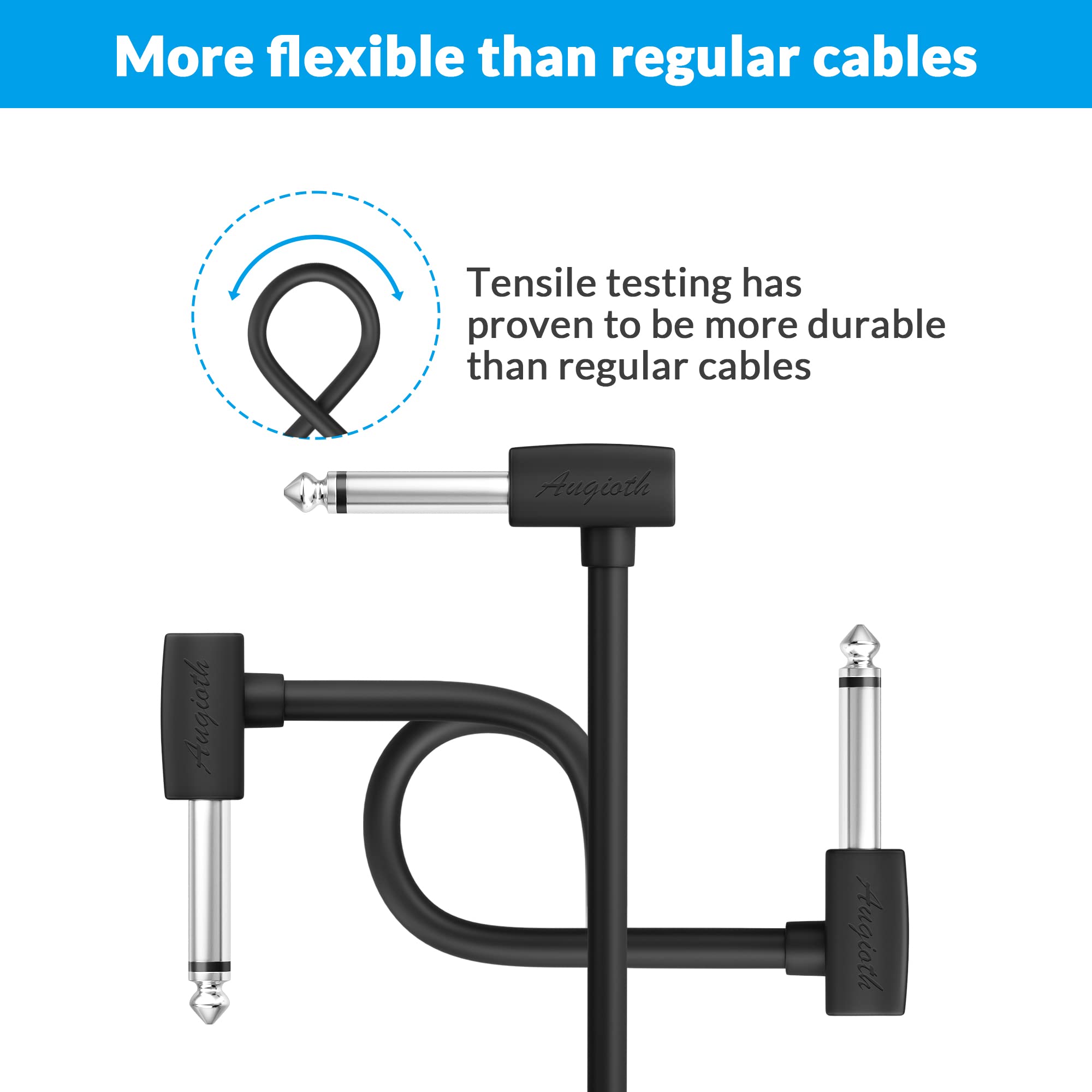 Augioth 6 Inch 6 Pack 15 Cm Guitar Patch Cable 0.5 Ft 1/4 Right Angled Ts Effect Pedal Cord