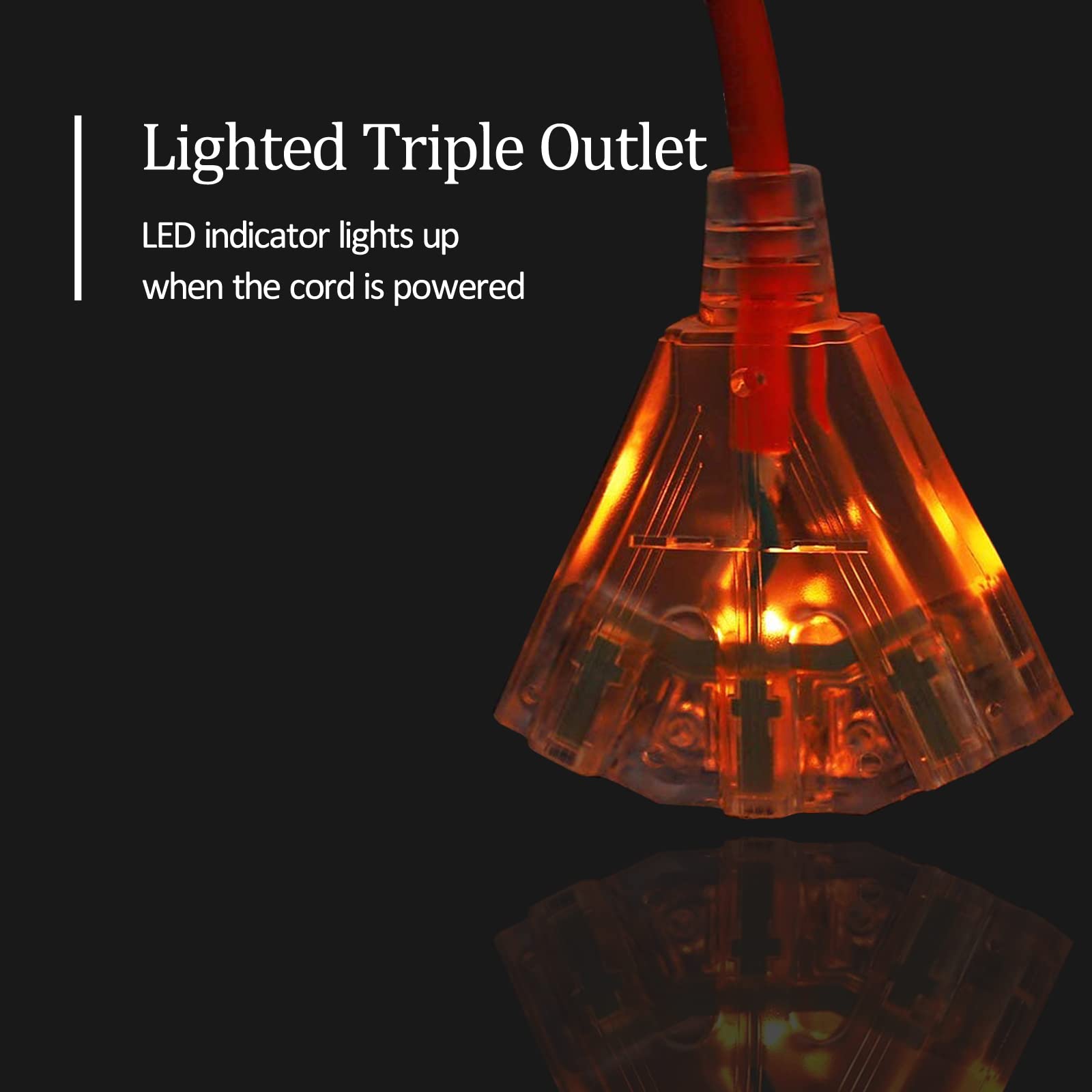 Greatide Retractable Extension Cord Reel, 65 Feet 12 Awg/3C Sjtow Heavy Duty Power Cord,15 Amp Circuit Breaker, 3 Lighted Triple