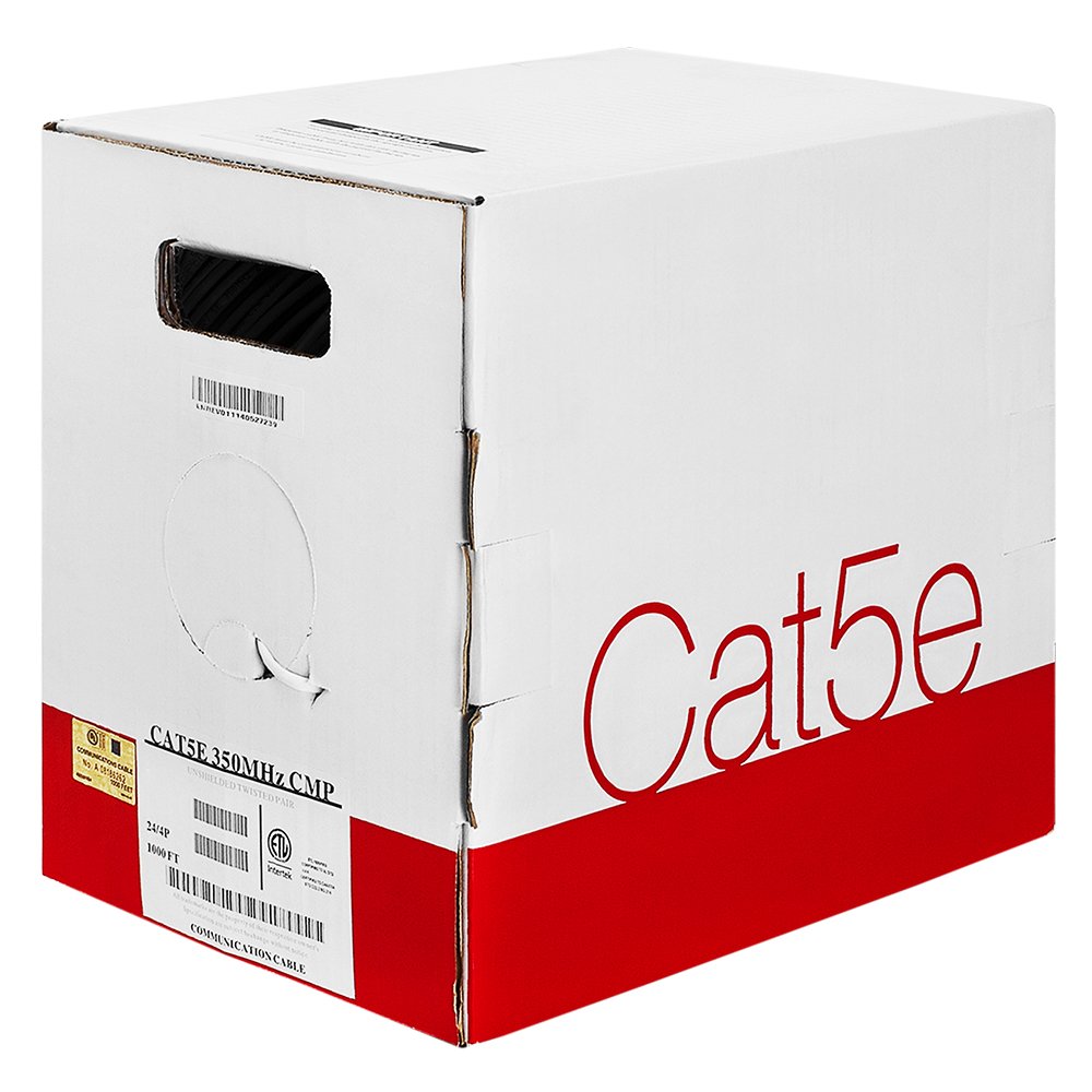 Cmple   Plenum Cat5E Bulk Cable Utp 24Awg Cmp Rated Bare Copper 1000Ft Solid White