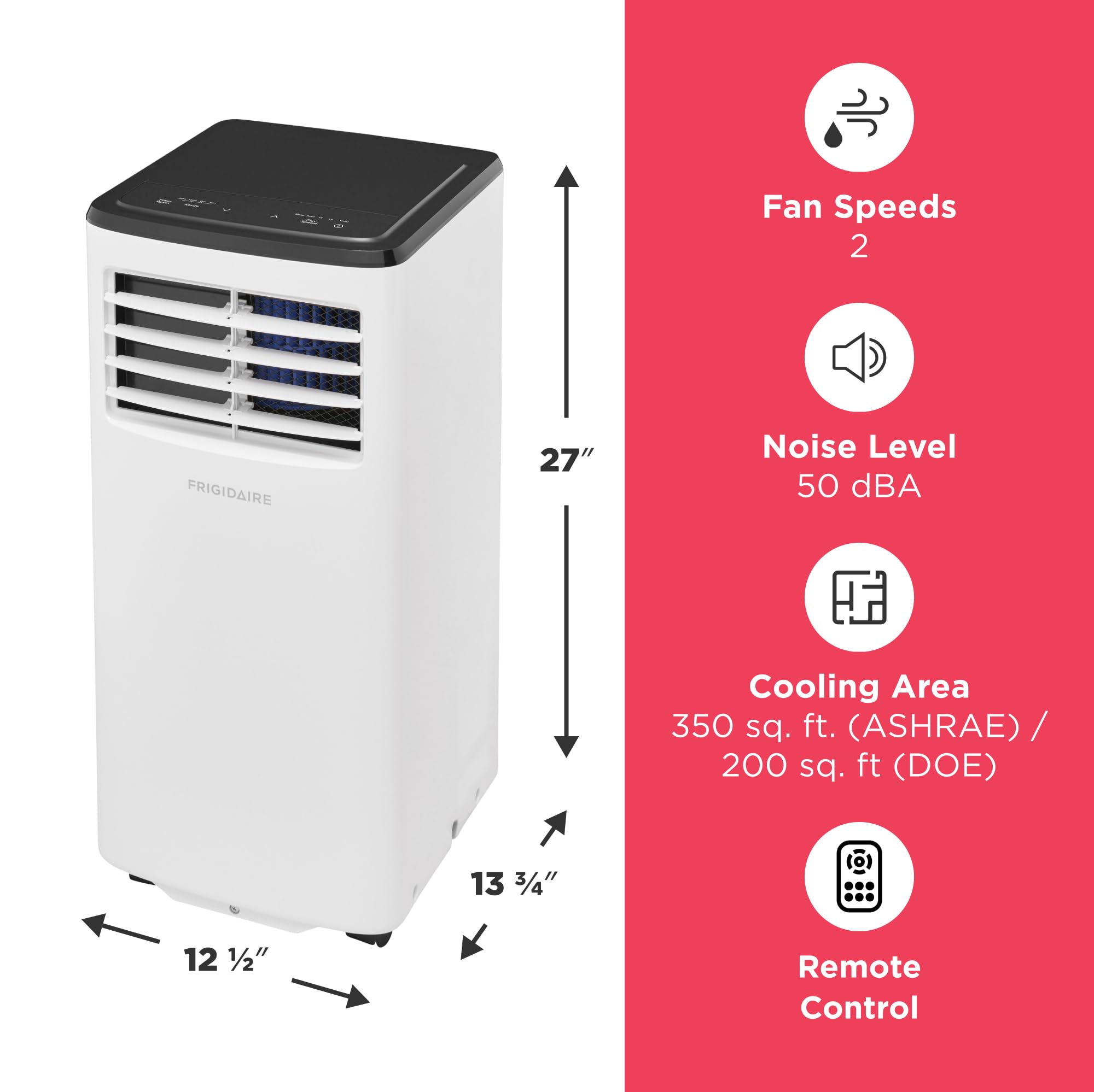 Frigidaire Portable Room Air Conditioner 8,000 Btu (Ashrae) / 5,500 Btu (Doe), Cools Up To 350 Sq. Ft., Quiet Operation, Dehumid