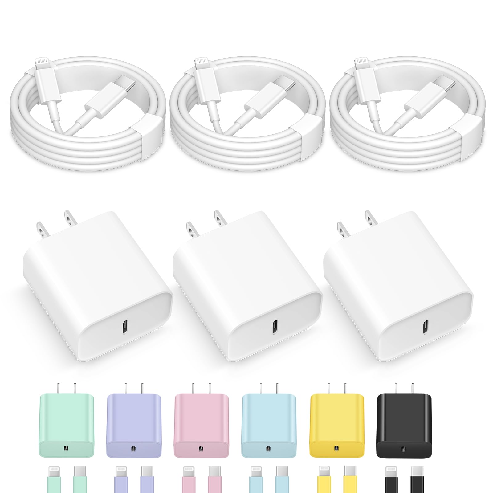 Novobit iPhone Charger Fast Charging 3-Pack 20W USB C Wall Charger with 6FT Super Fast Charger Cable Compatible with iPhone14/14