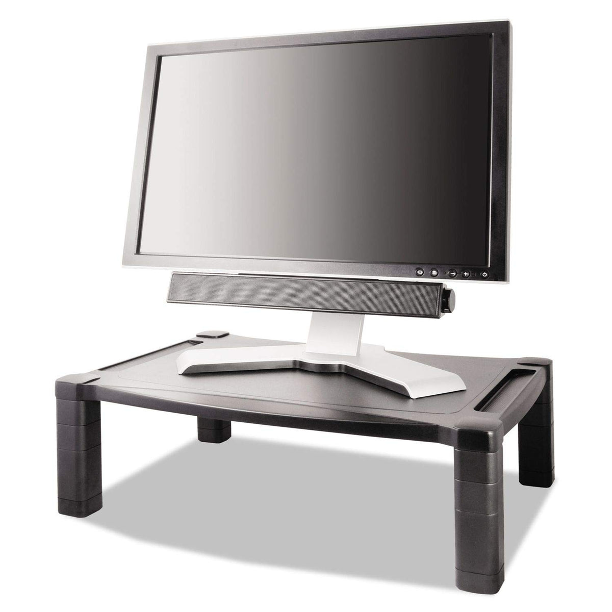Kantek Ms500 Wide Two Level Stand, Height Adjustable, 20 X 13 1/4, Black