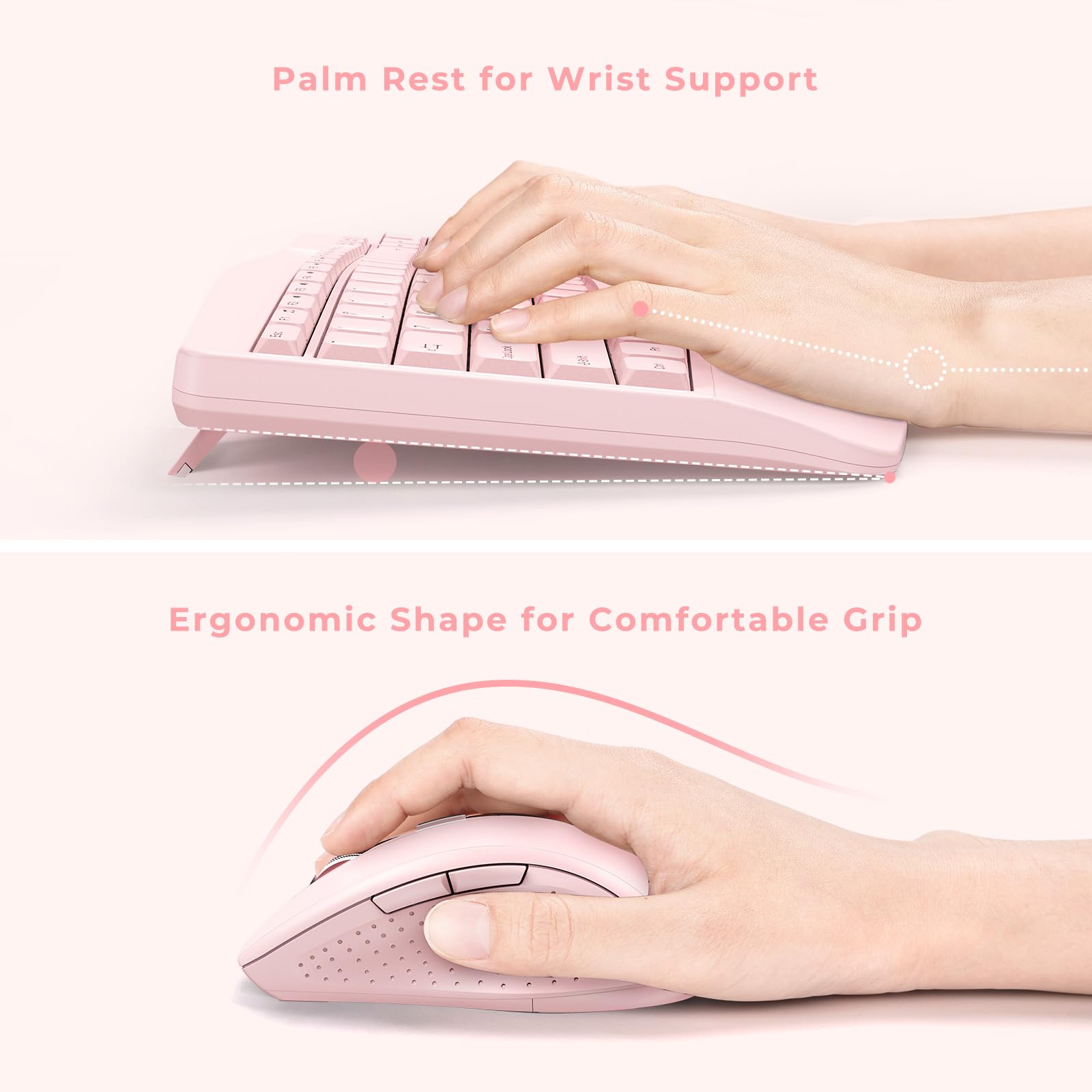 Wireless Keyboard And Mouse   Ergonomic Keyboard And Mouse Combo Full Size Keyboard Cordless With Palm Wrist Rest Ergonomic Mous