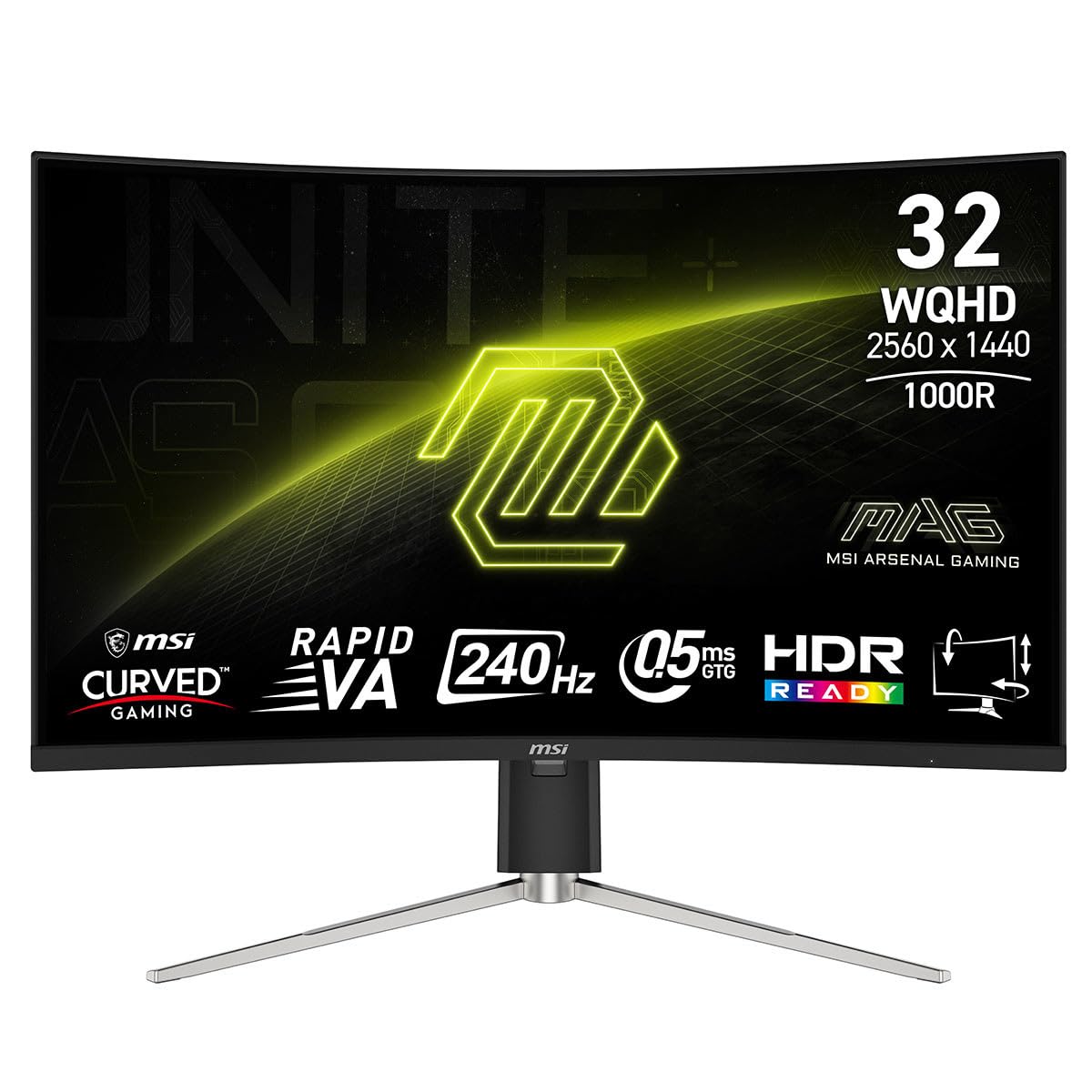 Msi Mag 325Cqrxf E2 31.5 Inch 2560 X 1440 (Wqhd) Computer Monitor, 240Hz, Adaptive Synch, Hdmi, Display Port, Vga Port, Vesa Mou