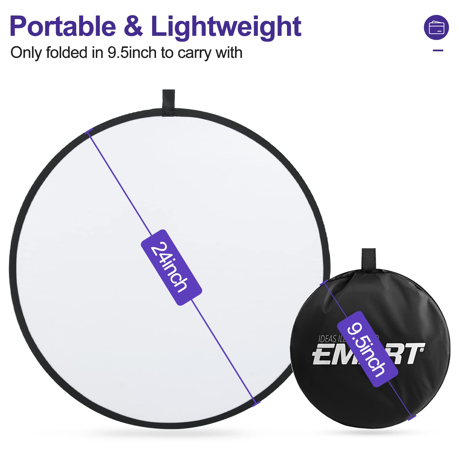 Emart 24 (60Cm) Light Reflectors 5 In 1 Photo Collapsible Photography Reflector With Bag   Portable Camera Light Reflector Photo