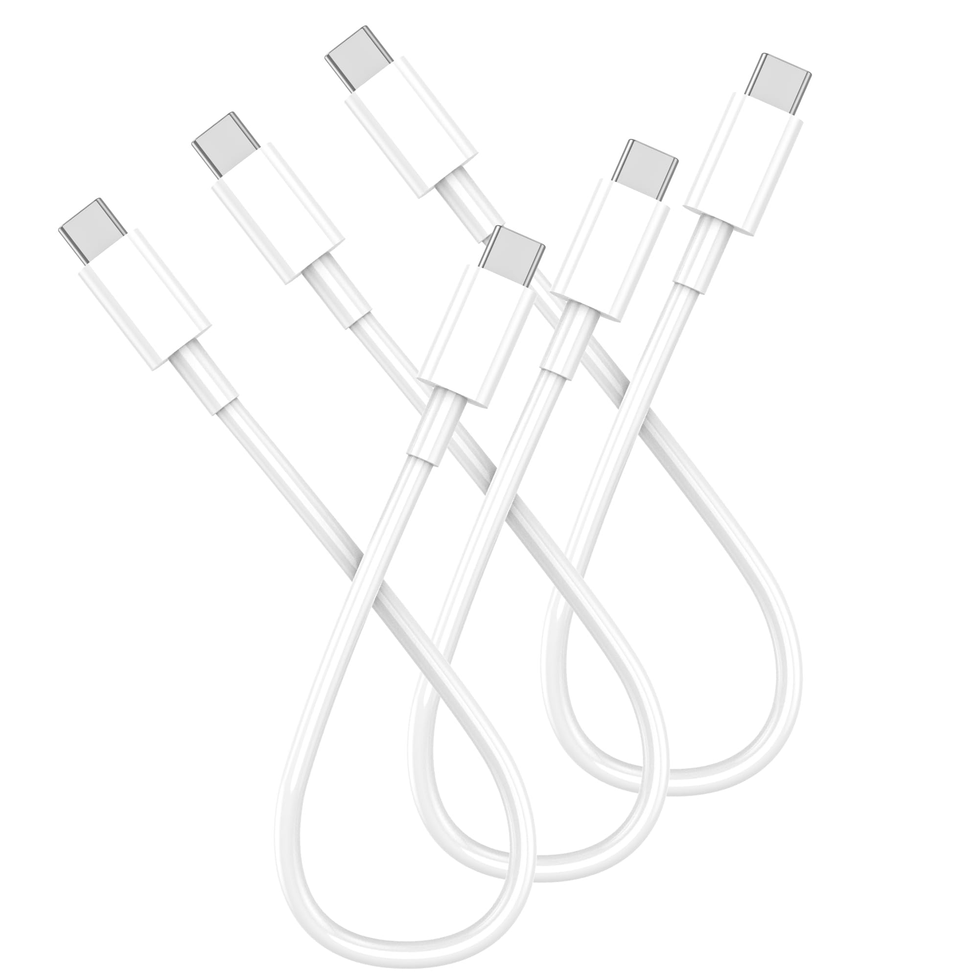 Fupywp Short Usb C To Usb C Charging Cable 1Ft 60W 3Pack, Usb C Fast Charger Cable, Type C To Type C Fast Charger Cord Compatible For Iphone 15/15 Pro/15 Pro Max,Ipad Pro, Air5, Macbook Air (White)