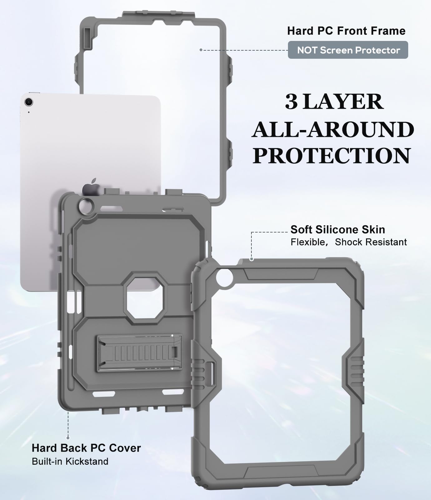 Okp Case For Ipad Air 11 Inch M2 2024 (Air 6Th), For Ipad Air 5Th/ 4Th Generation (2022/2020) 10.9'', Heavy Duty Rugged Air 6 5